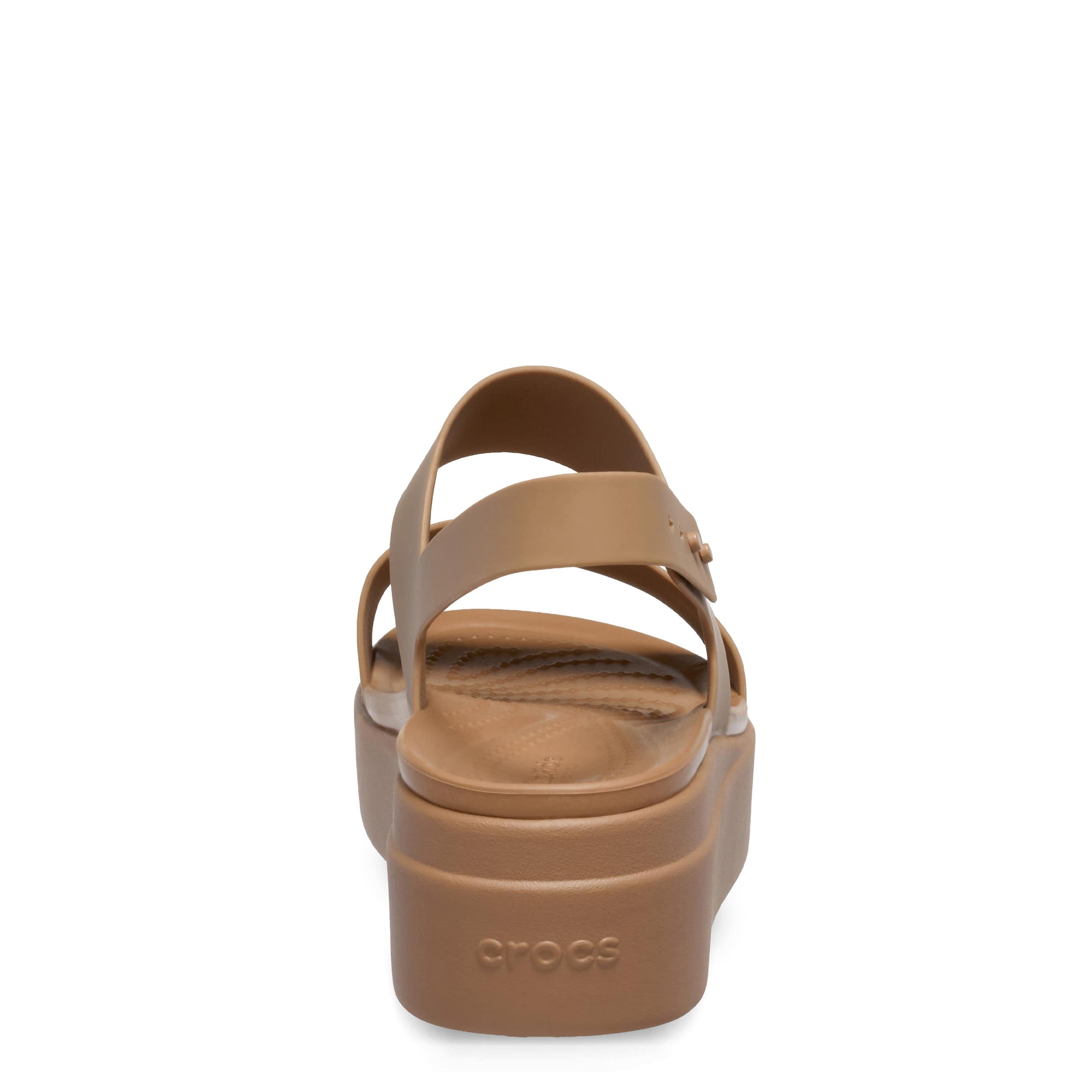 CROCS-WOMENS BROOKLYN LOW WEDGE SANDAL-LATTE & 