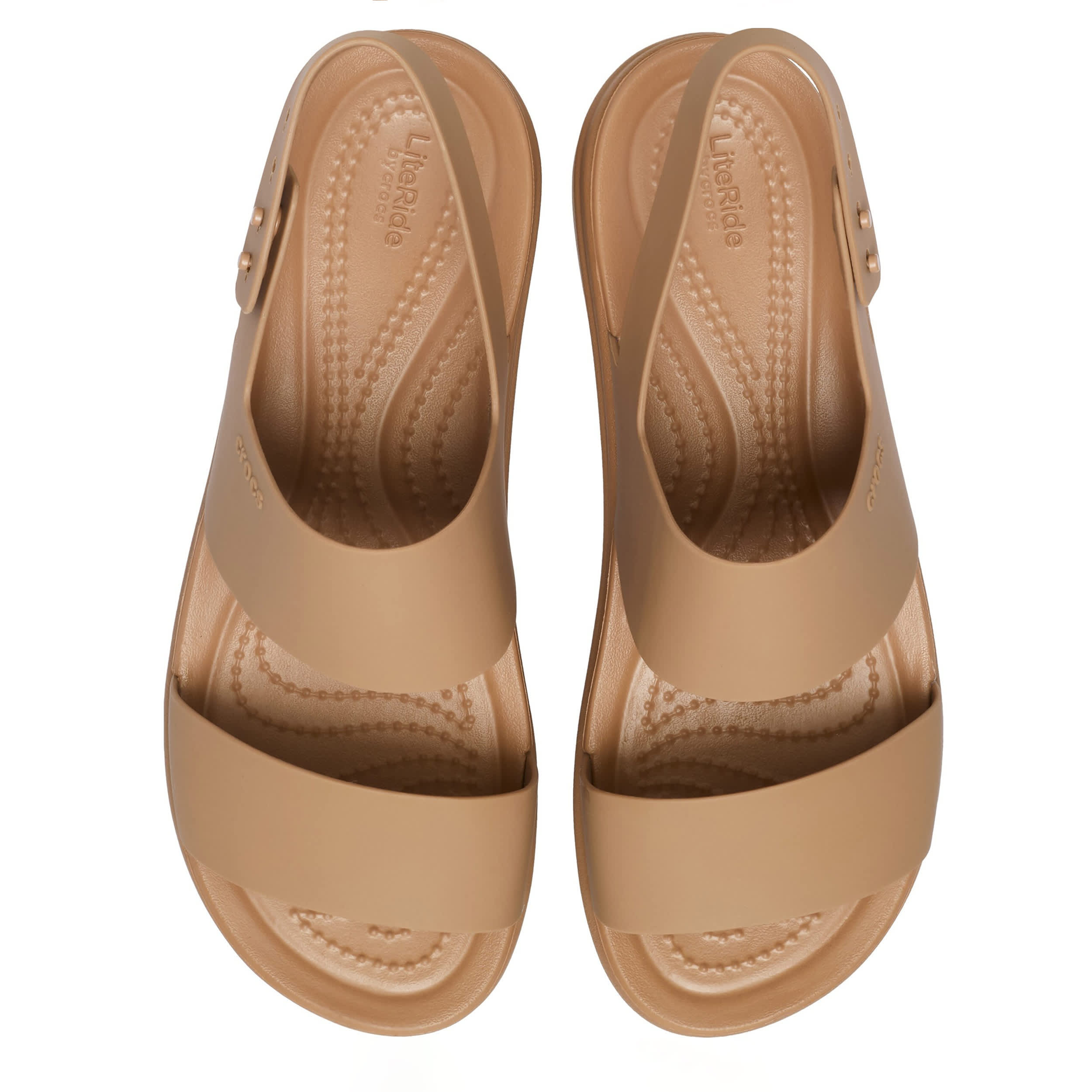 CROCS-WOMENS BROOKLYN LOW WEDGE SANDAL-LATTE & 