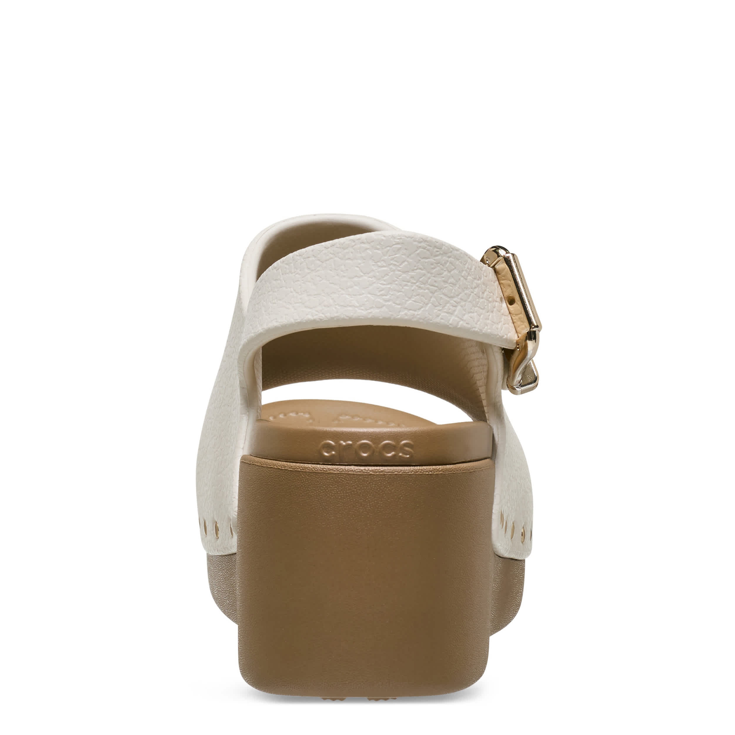 CROCS-WOMENS DYLAN STUDDED PLATFORM SANDAL-OFF WHITE & NATURAL
