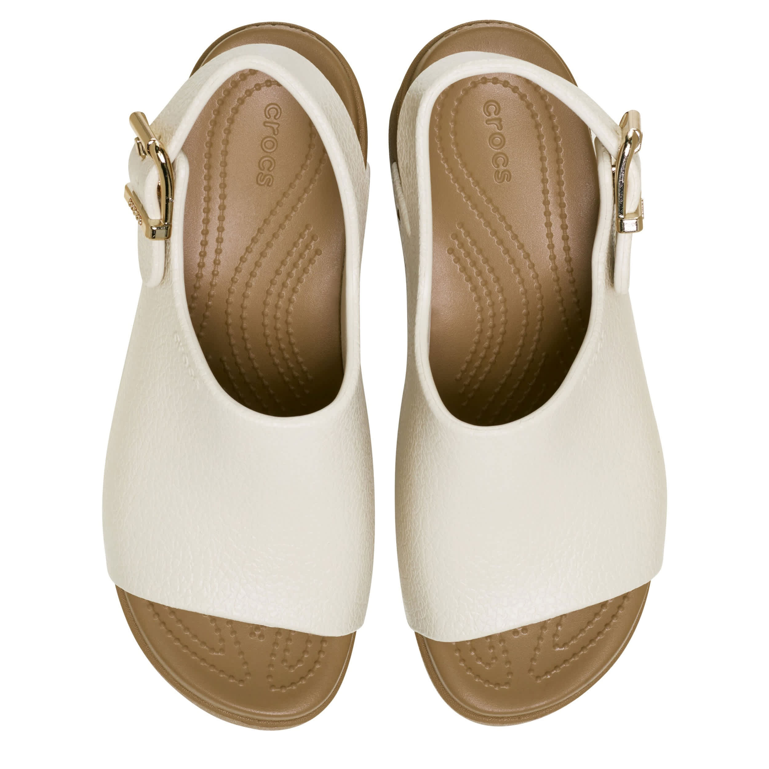 CROCS-WOMENS DYLAN STUDDED PLATFORM SANDAL-OFF WHITE & NATURAL