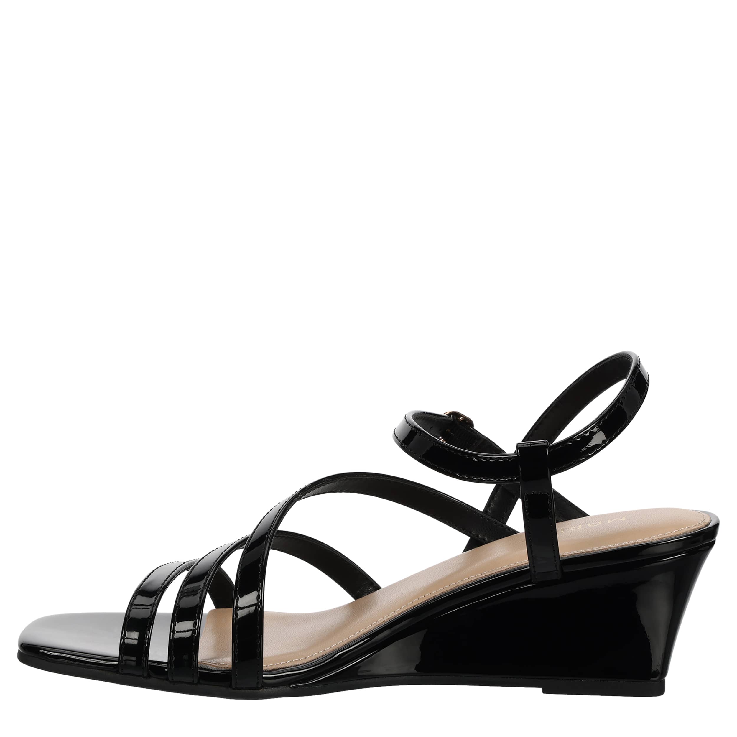 MARIPE-WOMENS VALENTINA WEDGE SANDAL-BLACK & 