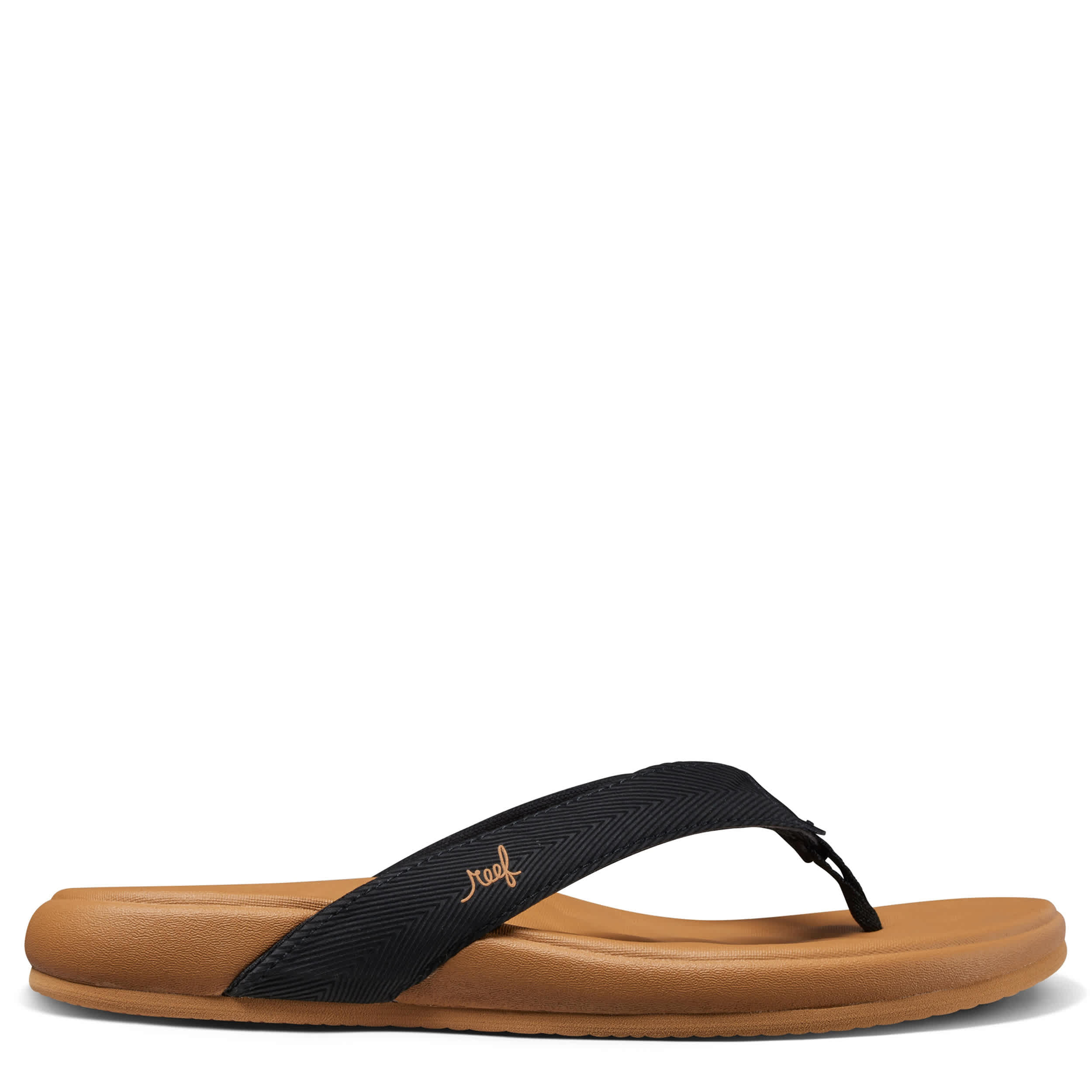 REEF-WOMENS CUSHION HARMONY FLIP FLOP SANDAL-BLACK & TAN