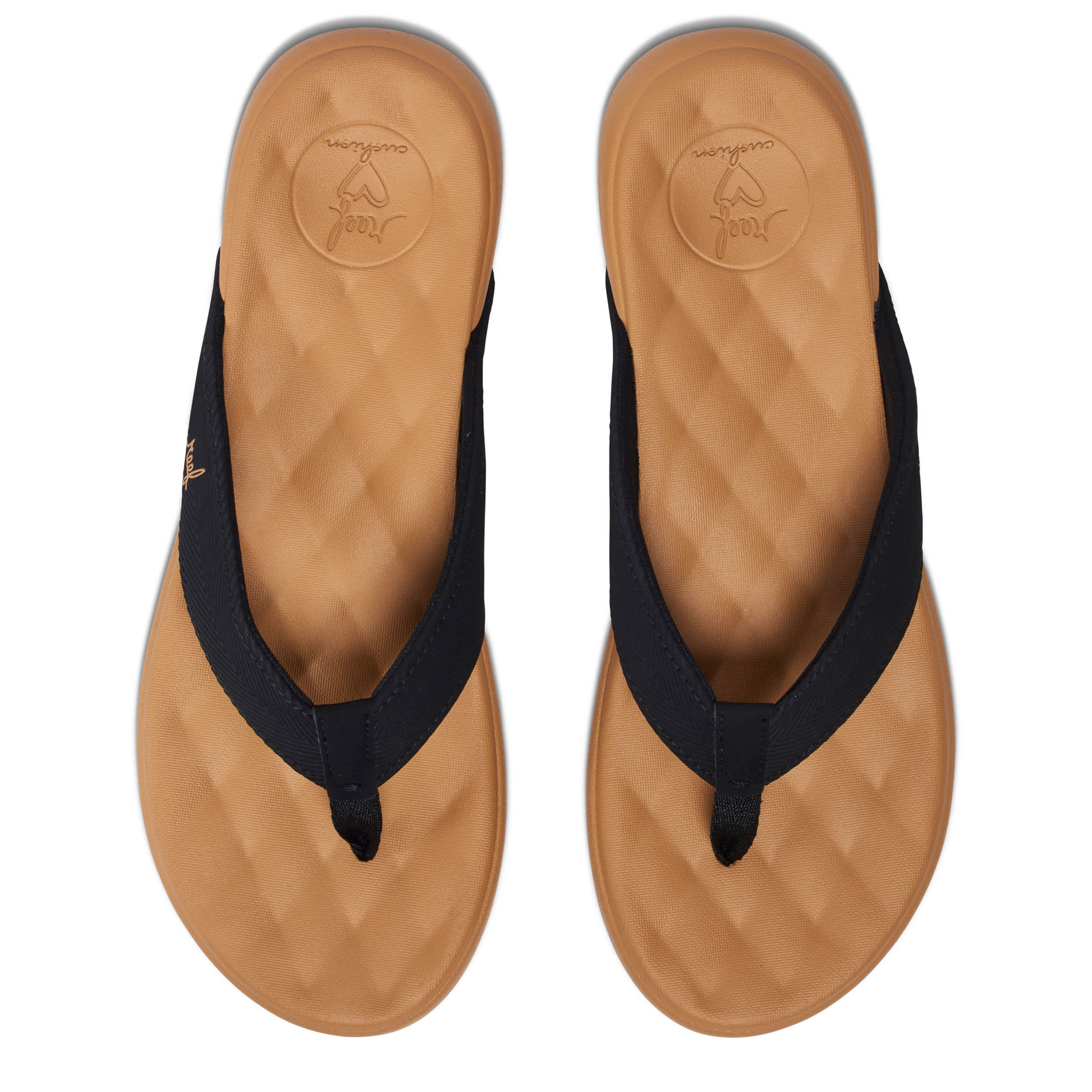 REEF-WOMENS CUSHION HARMONY FLIP FLOP SANDAL-BLACK & TAN