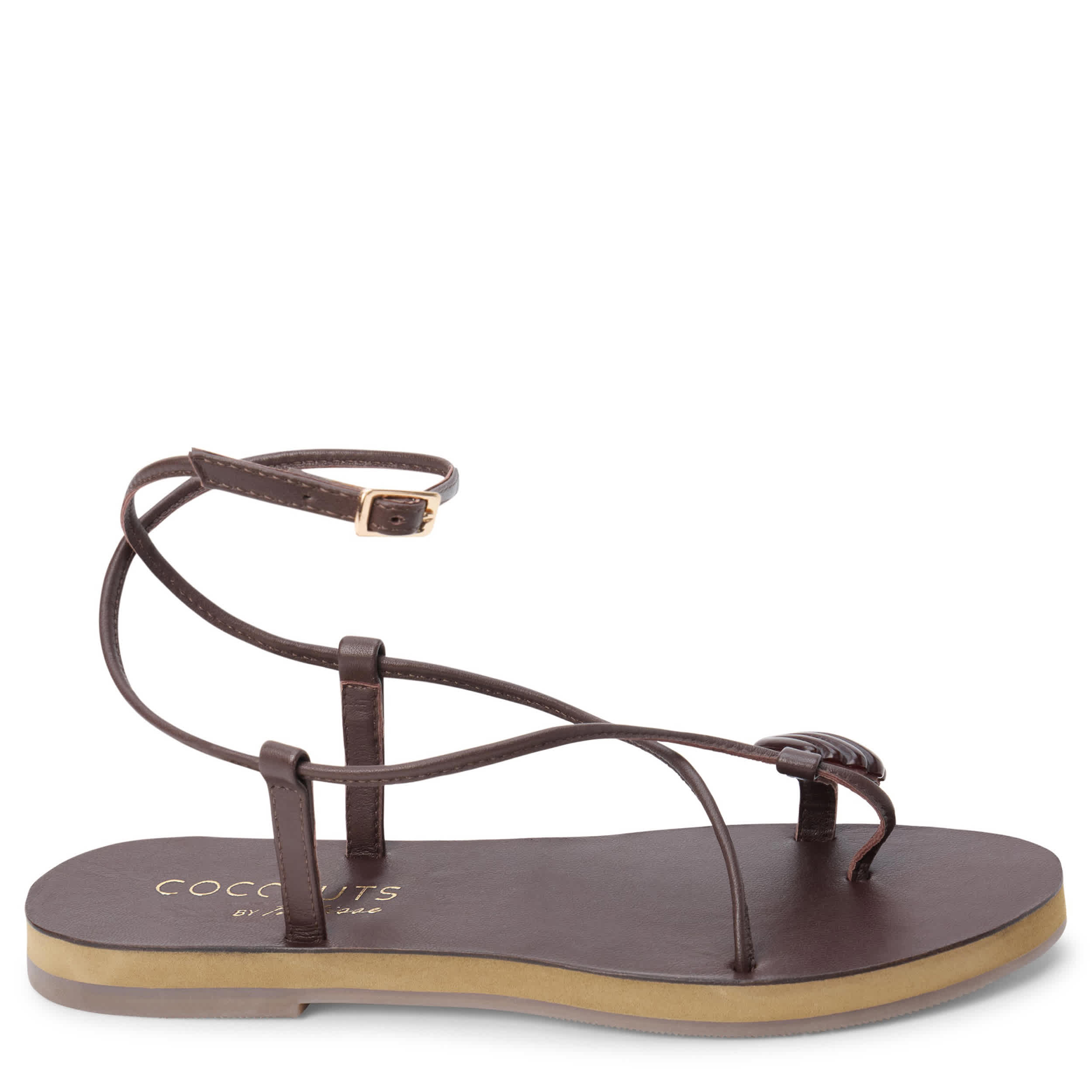 COCONUTS-WOMENS CASSIAN ANKLE WRAP SANDAL-CHOCOLATE & 