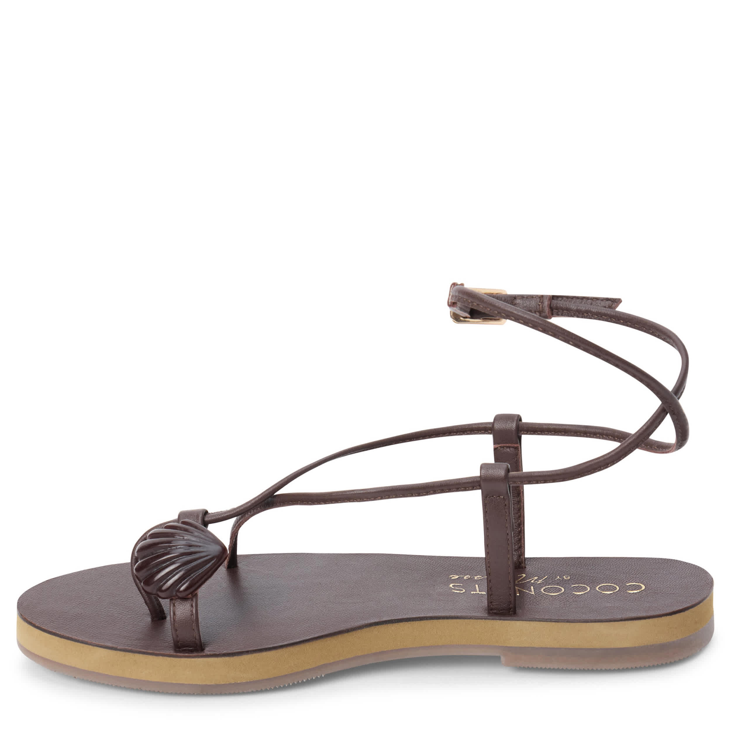 COCONUTS-WOMENS CASSIAN ANKLE WRAP SANDAL-CHOCOLATE & 