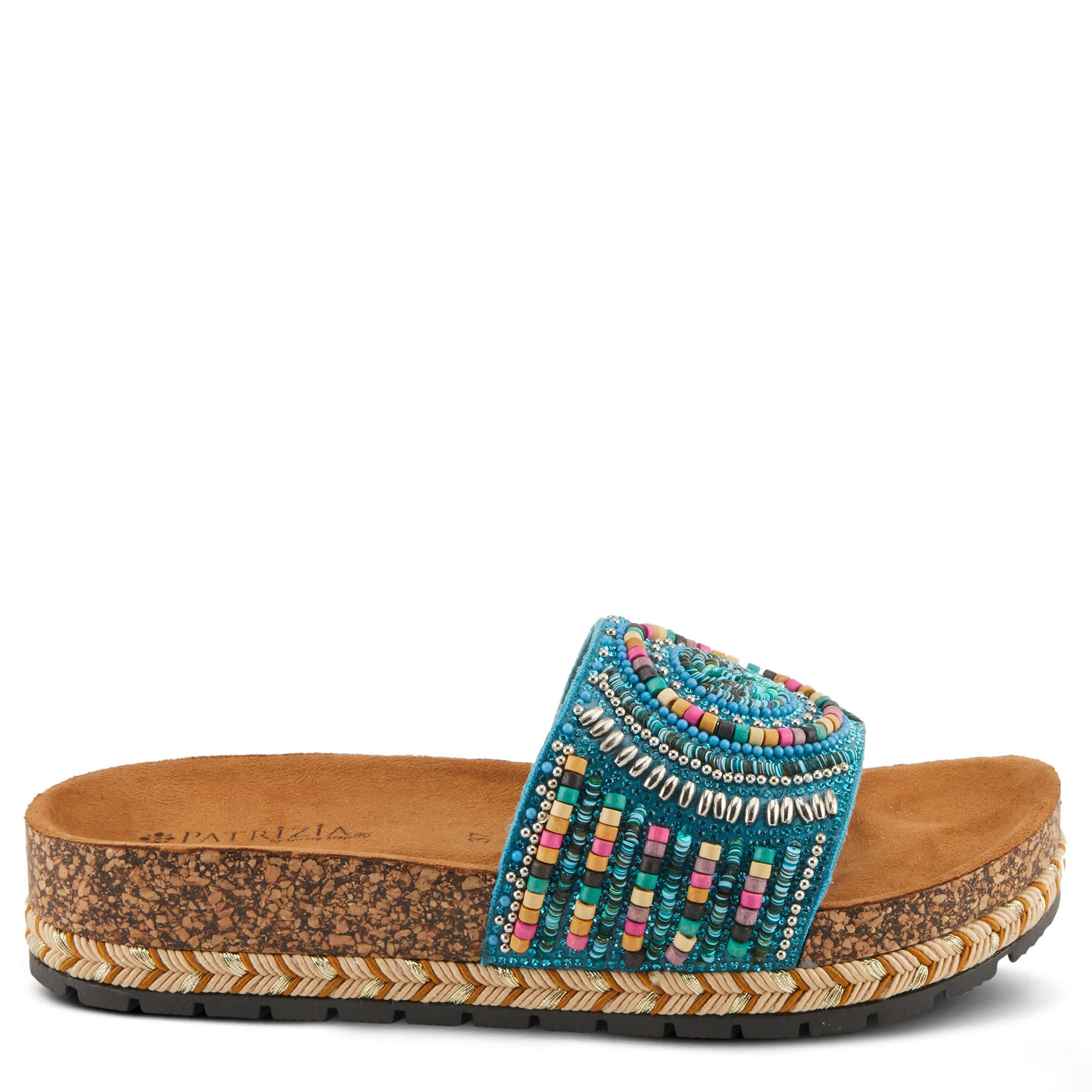PATRIZIA-WOMENS SWIRLA SLIDE SANDAL-TURQUOISE & MULTICOLOR