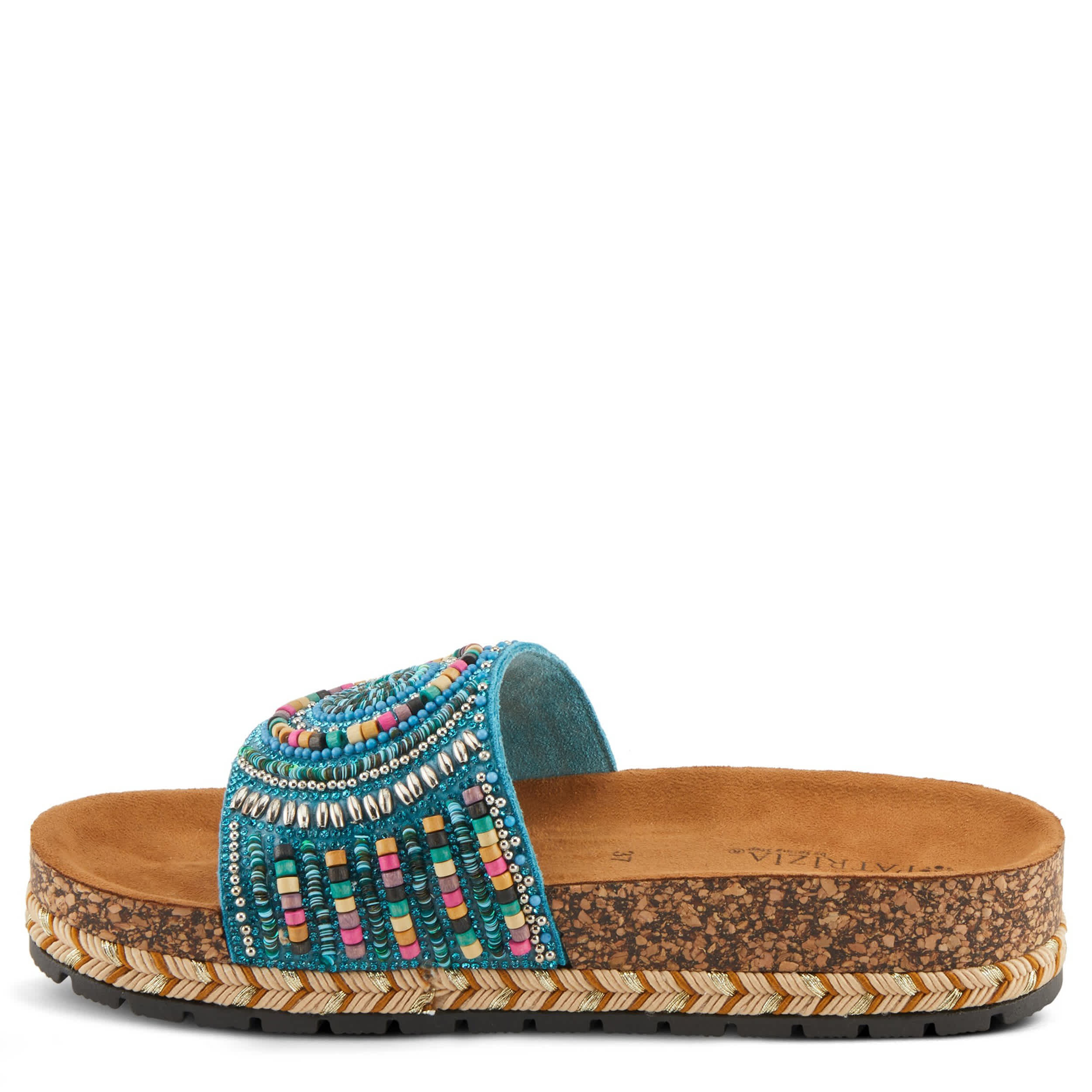 PATRIZIA-WOMENS SWIRLA SLIDE SANDAL-TURQUOISE & MULTICOLOR