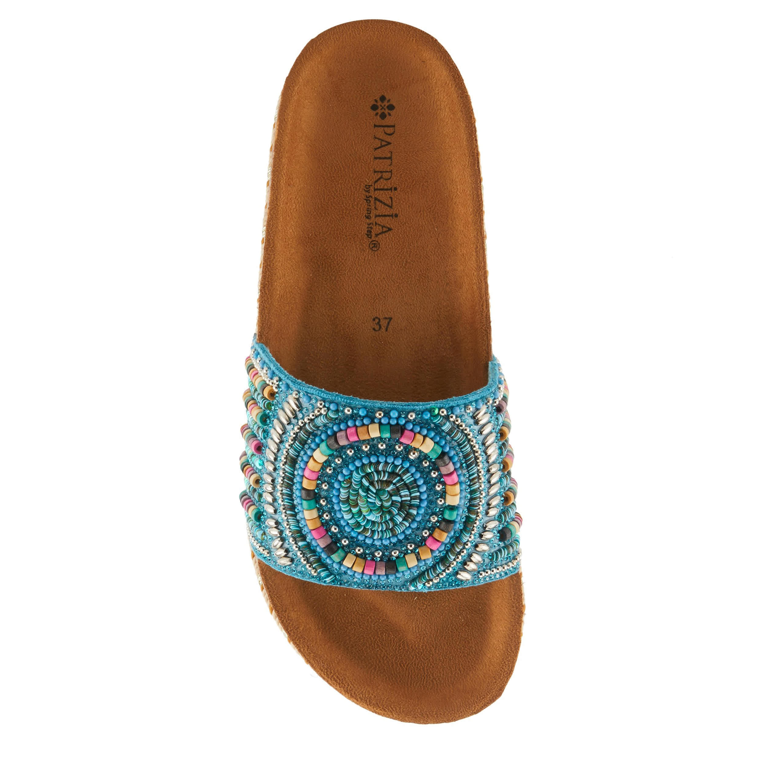 PATRIZIA-WOMENS SWIRLA SLIDE SANDAL-TURQUOISE & MULTICOLOR