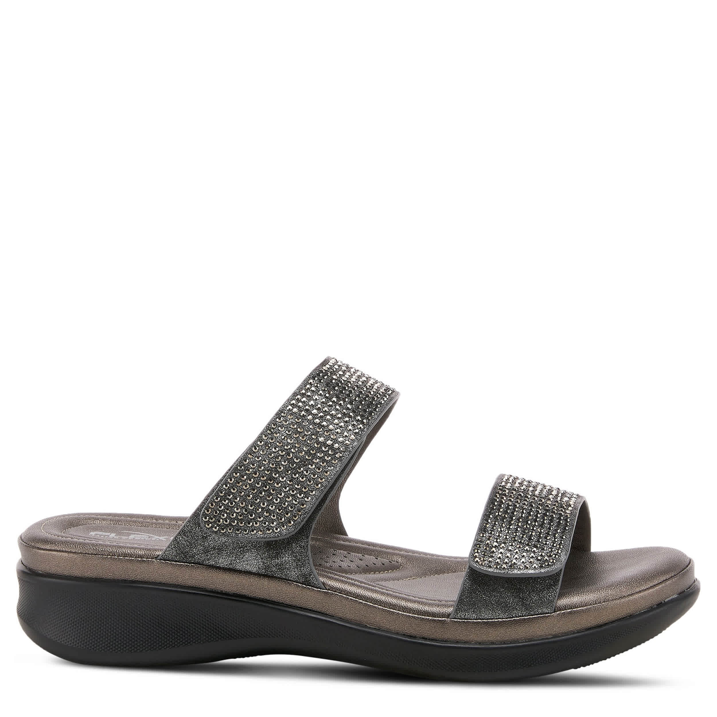 Flexus-WOMENS BLING SLIDE-PEWTER & 