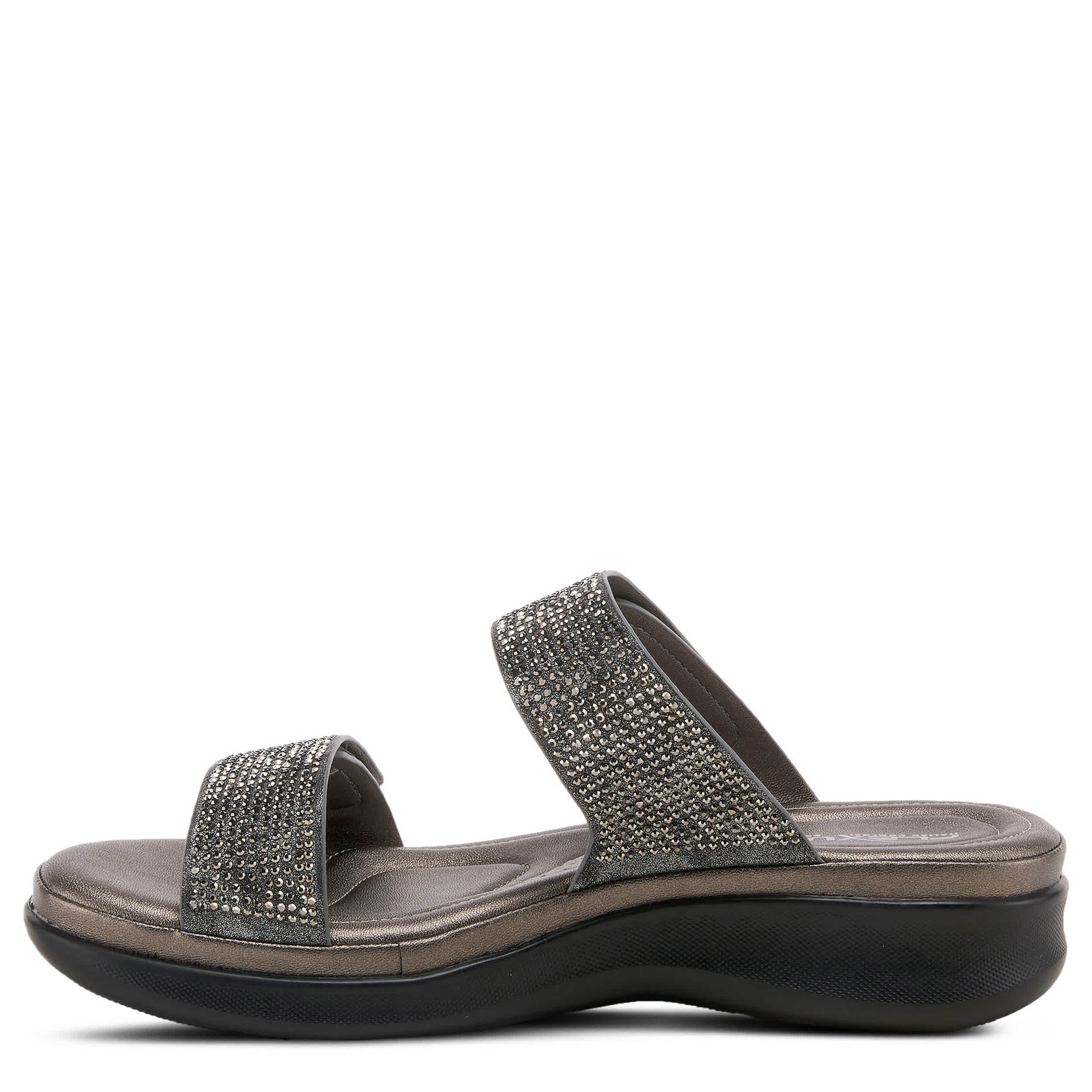 Flexus-WOMENS BLING SLIDE-PEWTER & 