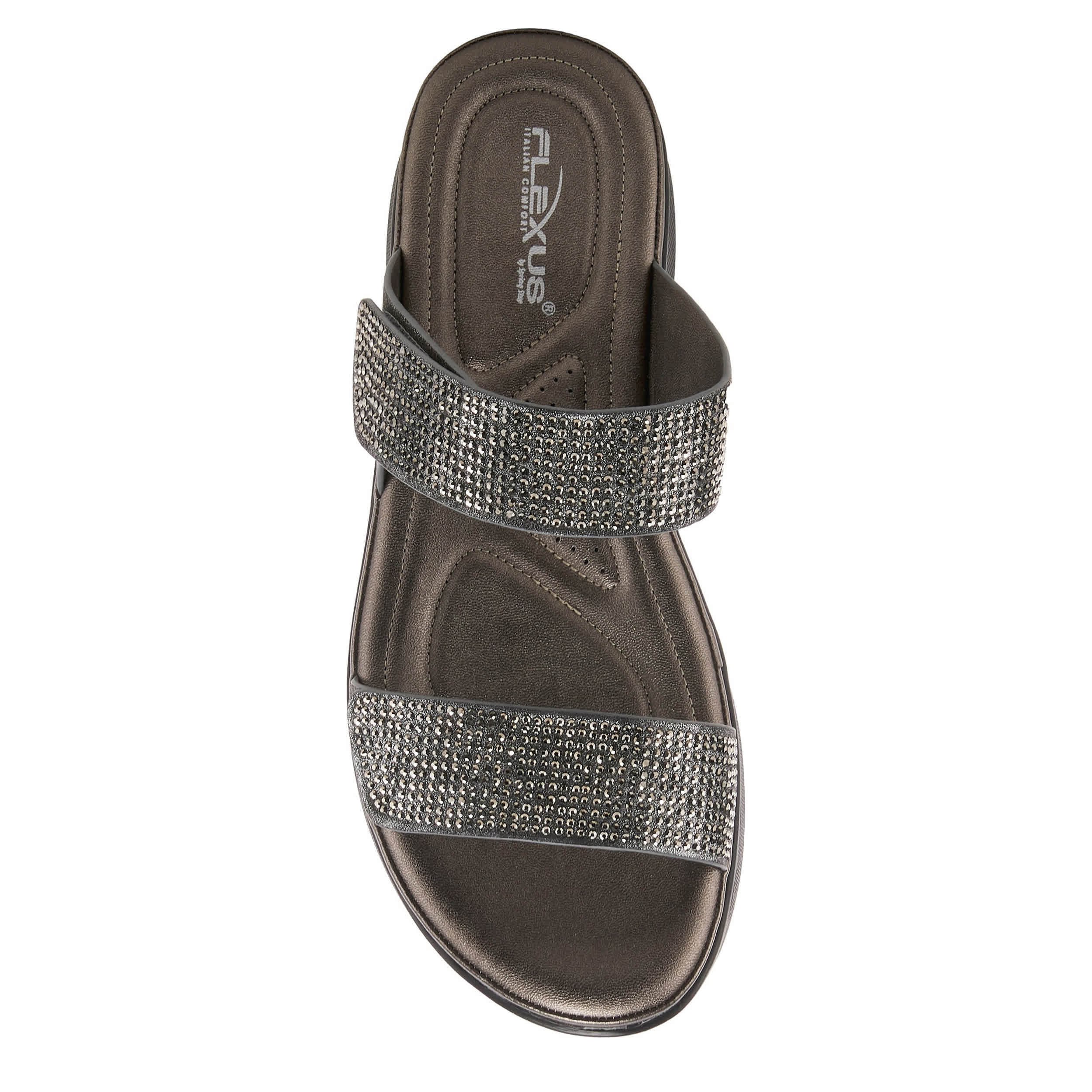 Flexus-WOMENS BLING SLIDE-PEWTER & 