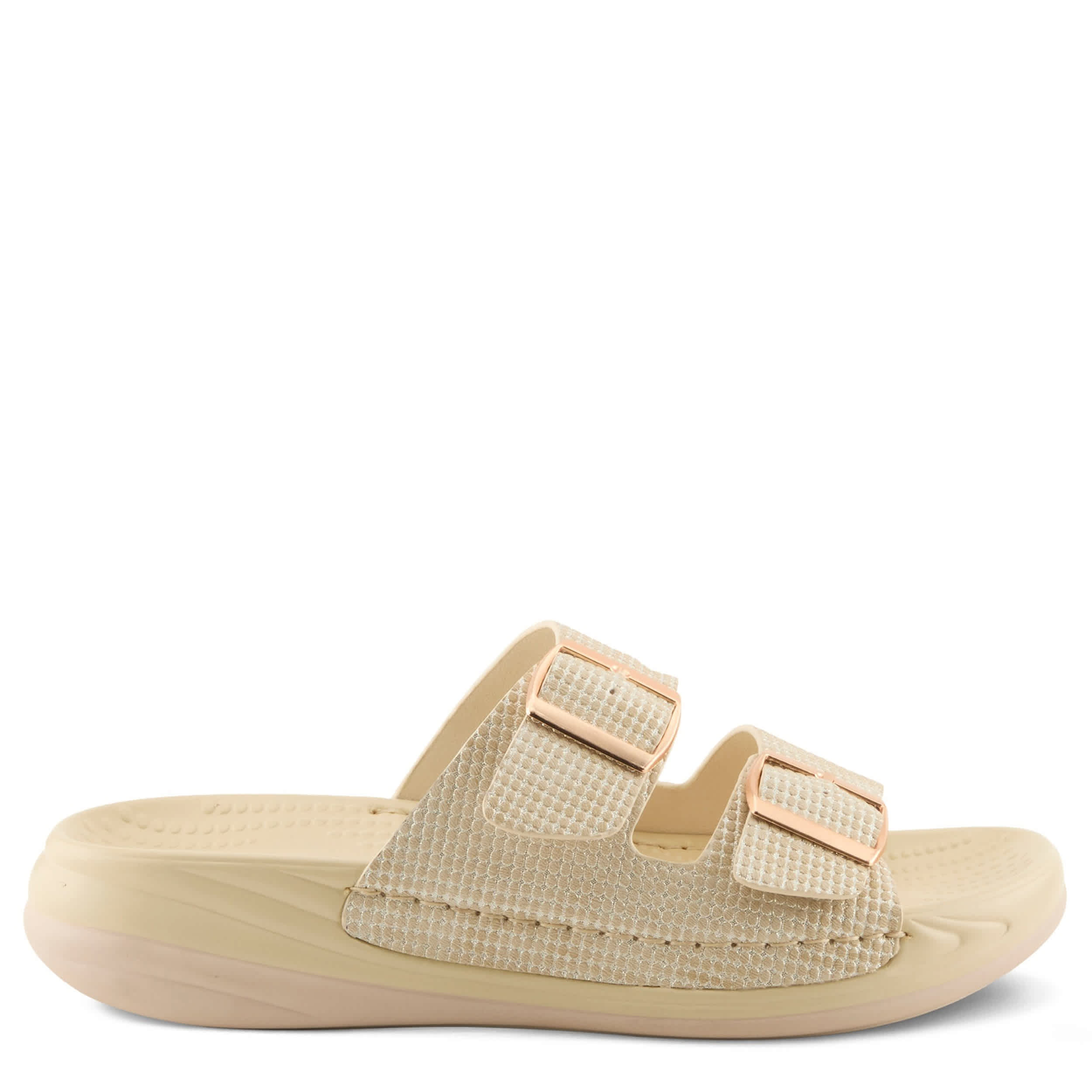 Flexus-WOMENS BUTTERMERE SLIDE-BONE & MED METALLIC