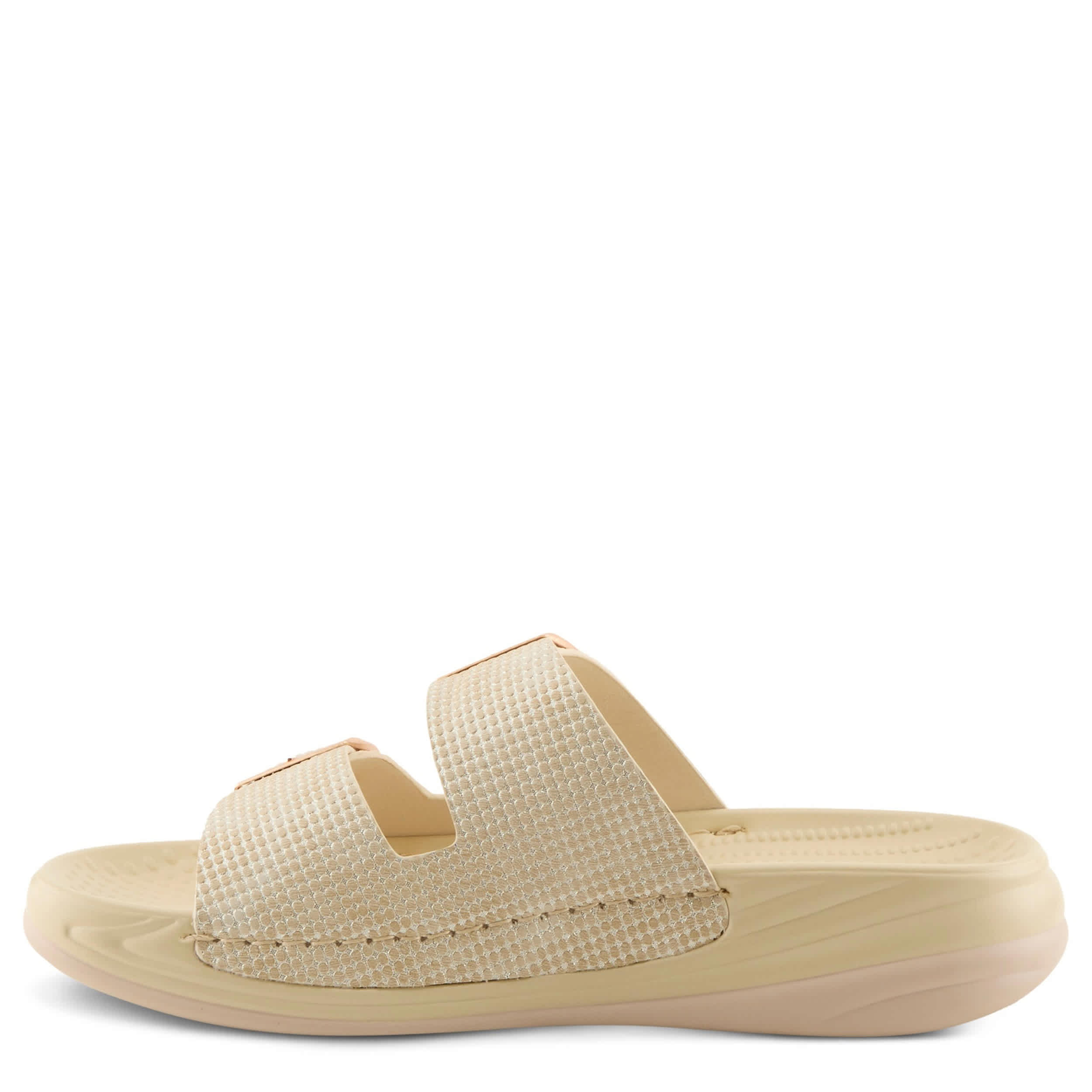 Flexus-WOMENS BUTTERMERE SLIDE-BONE & MED METALLIC