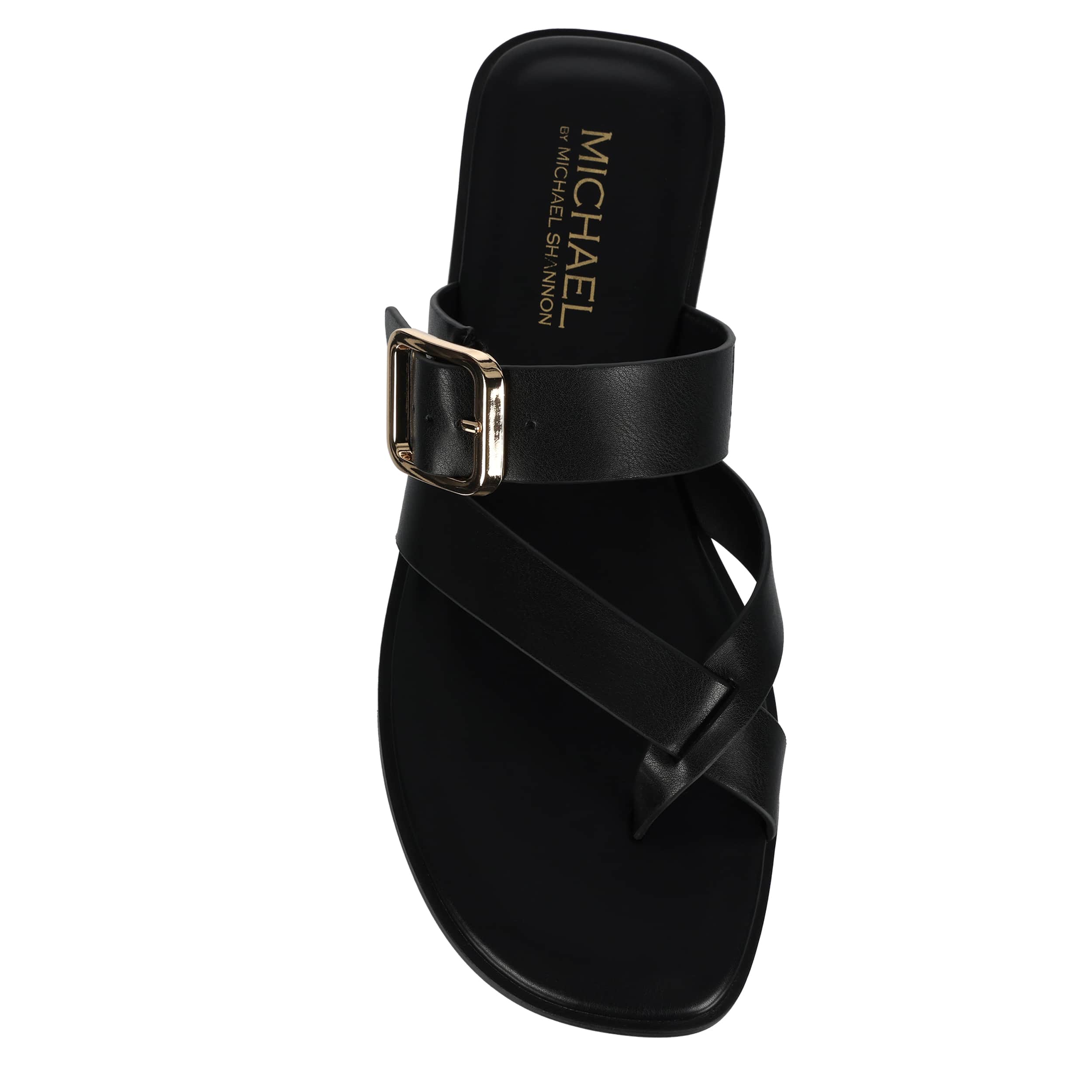 MICHAEL BY MICHAEL SHANNON-WOMENS ANTOINETTE TOE LOOP SANDAL-BLACK & 