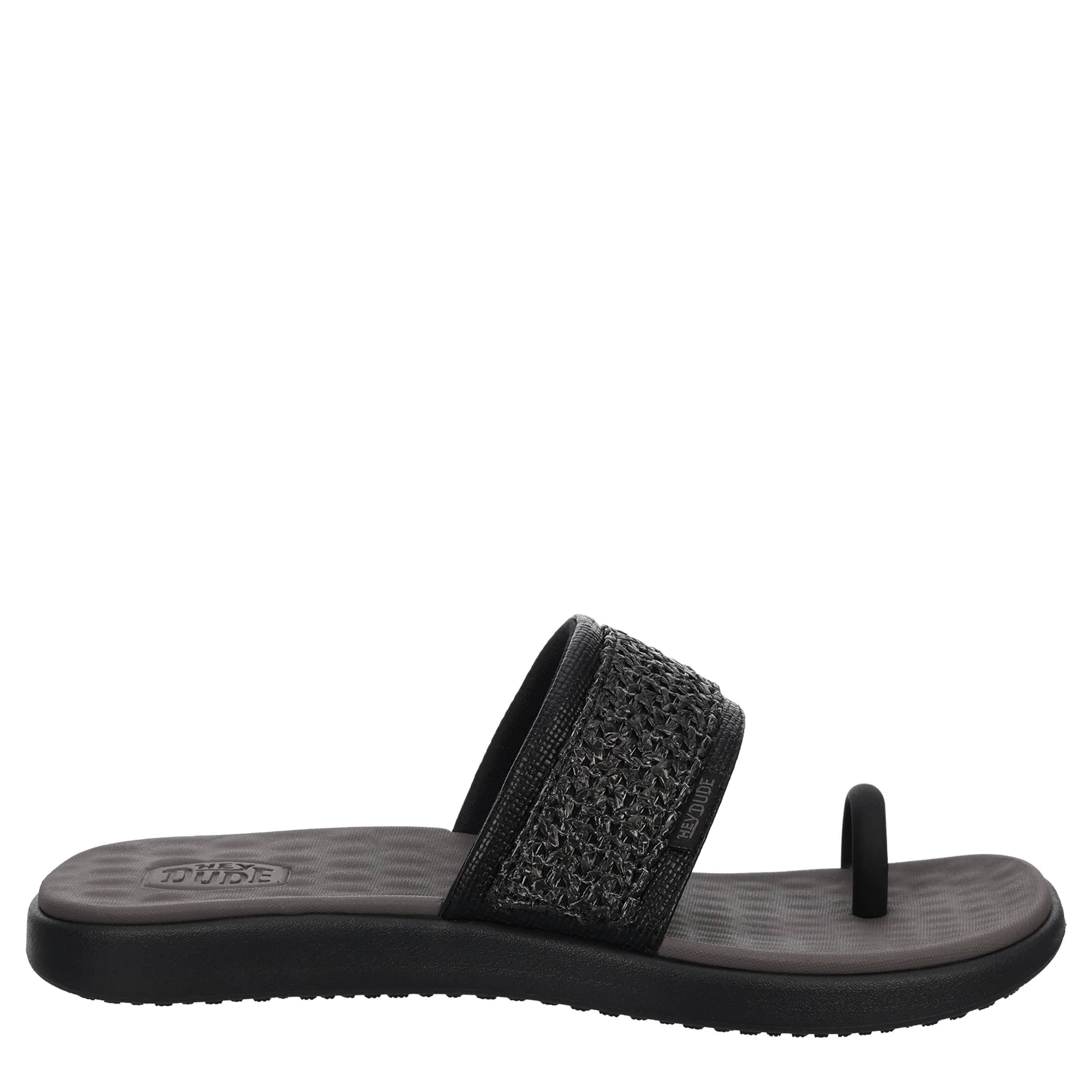HEYDUDE-WOMENS MAUI BREEZE TOE LOOP SANDAL-BLACK & 