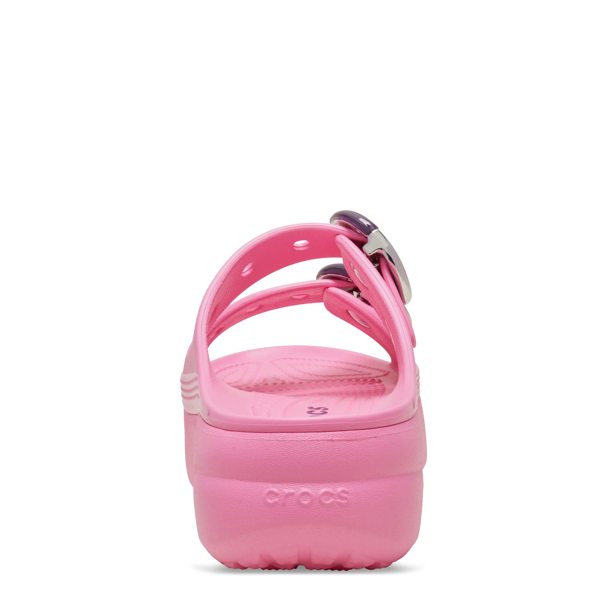 CROCS-WOMENS SATURDAY PLATFORM DIPPED BUCKLE SANDAL-PINK & 