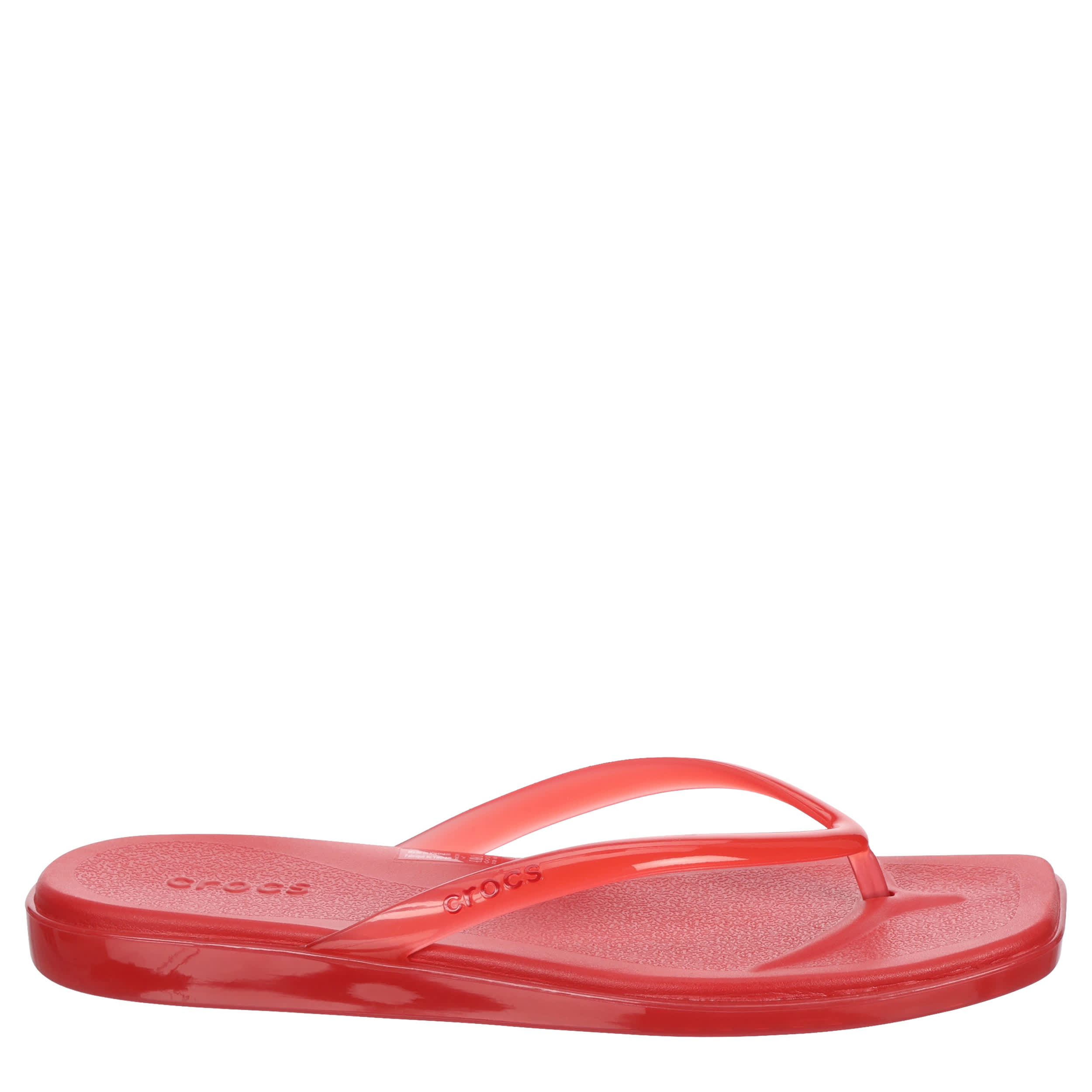 CROCS-WOMENS MIAMI JELLY FLIP SANDAL-RED & 