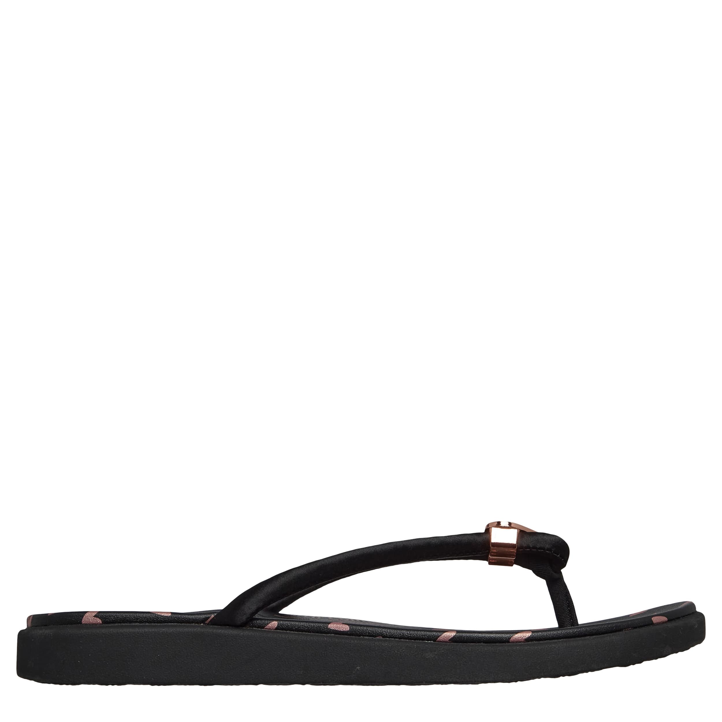 SKECHERS-WOMENS MEDITATION LUXE HEART SLIDE-UPS-BLACK & ROSE GOLD
