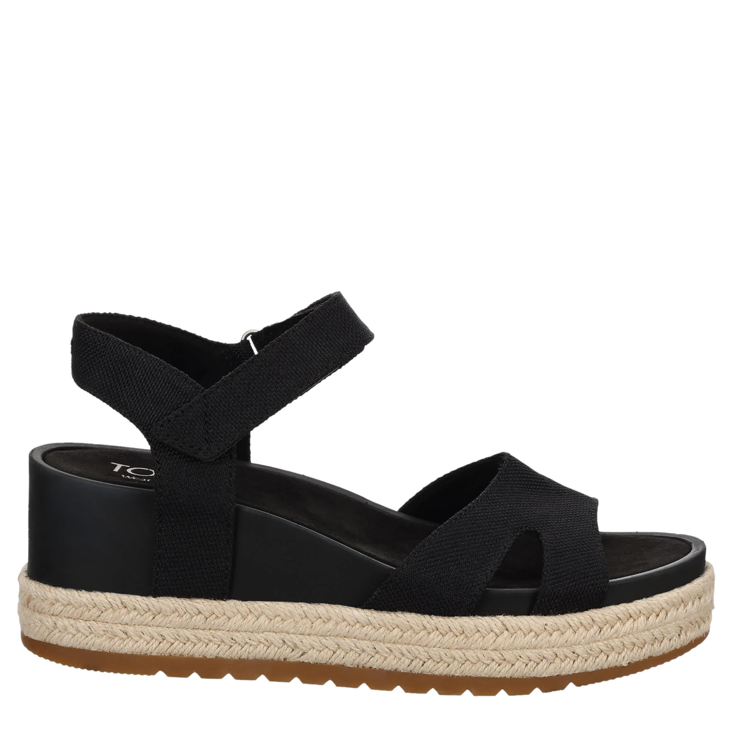 TOMS-WOMENS ALANA WEDGE SANDAL-BLACK & 