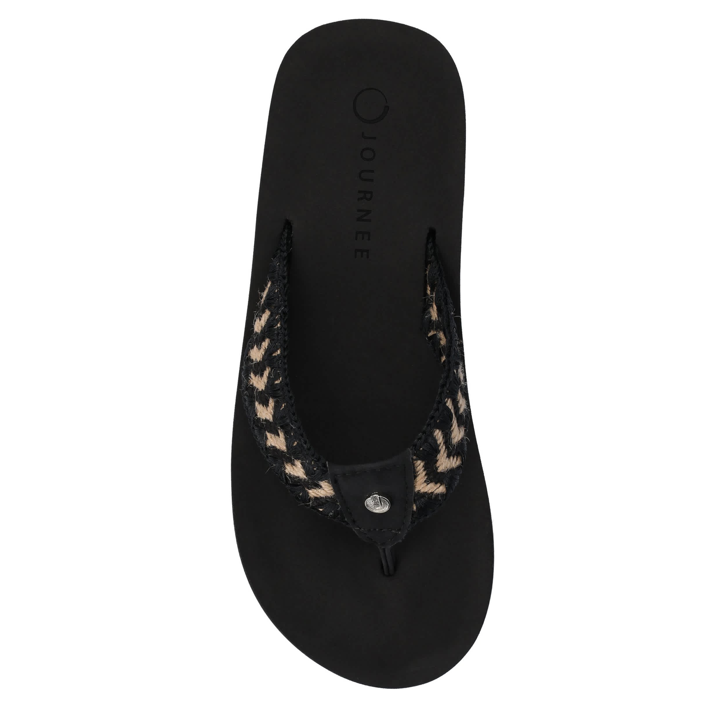 JOURNEE COLLECTION-WOMENS ELODDIE FLIP FLOP SANDAL-BLACK & 