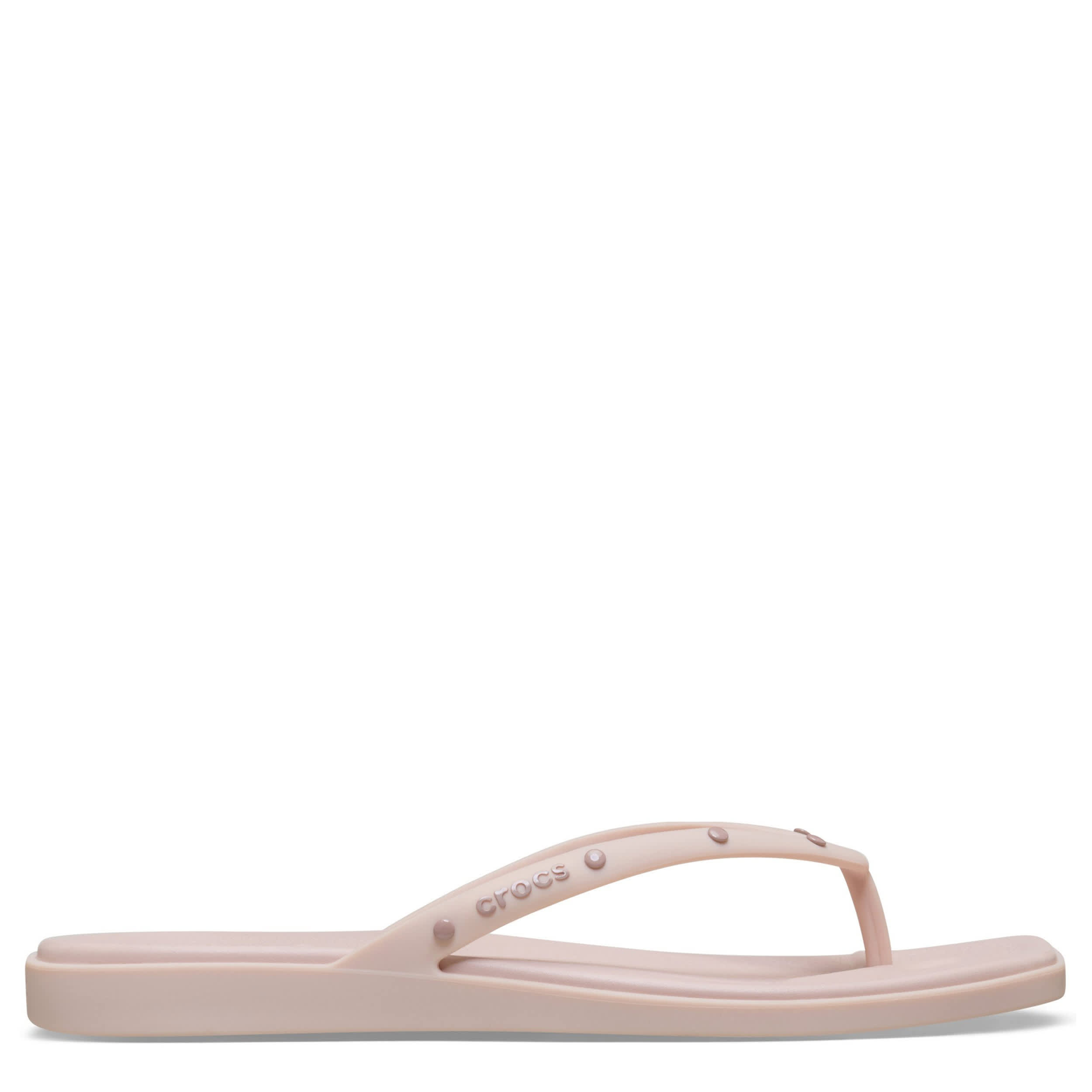 CROCS-WOMENS MIAMI STUDDED FLIP SANDAL-PALE PINK & 