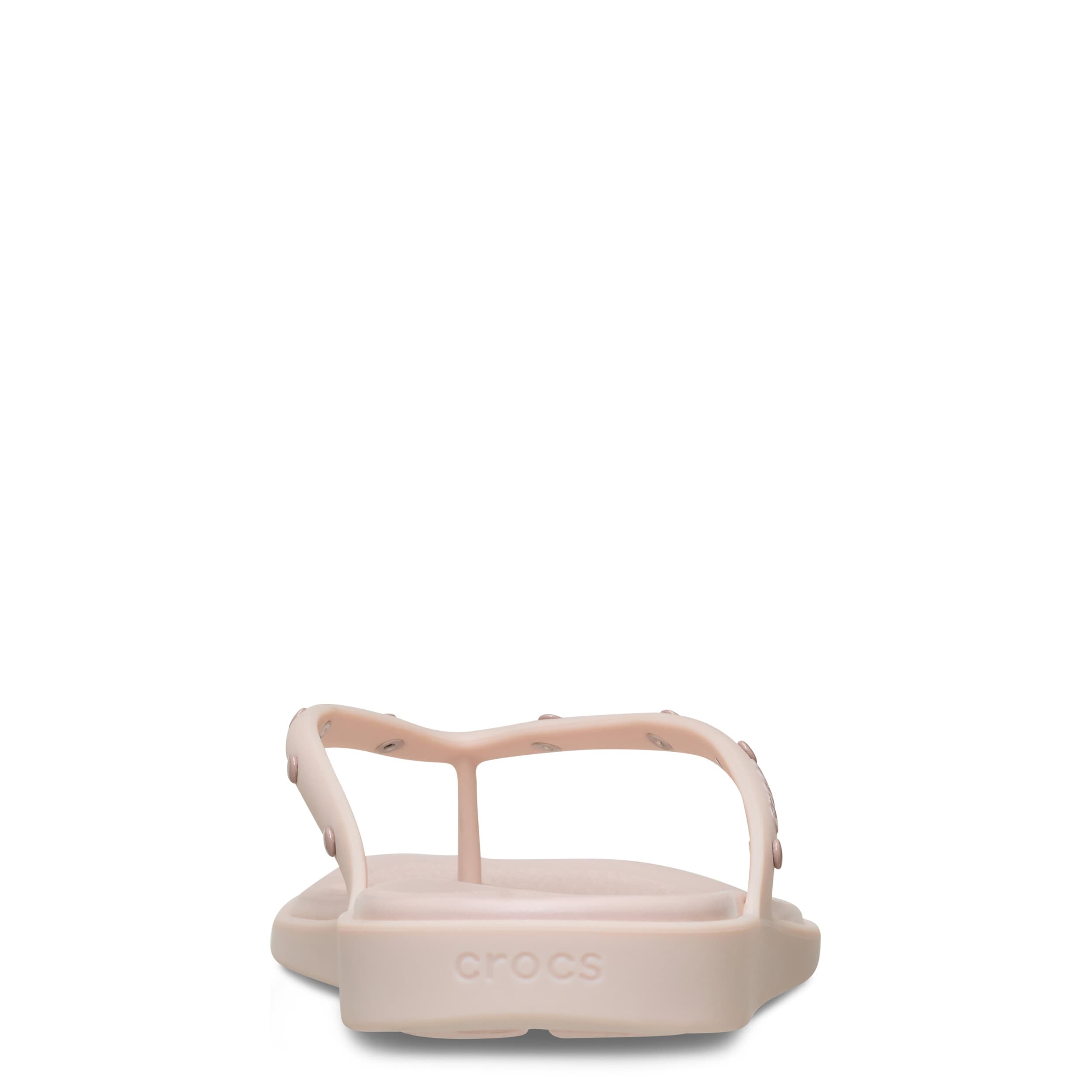 CROCS-WOMENS MIAMI STUDDED FLIP SANDAL-PALE PINK & 