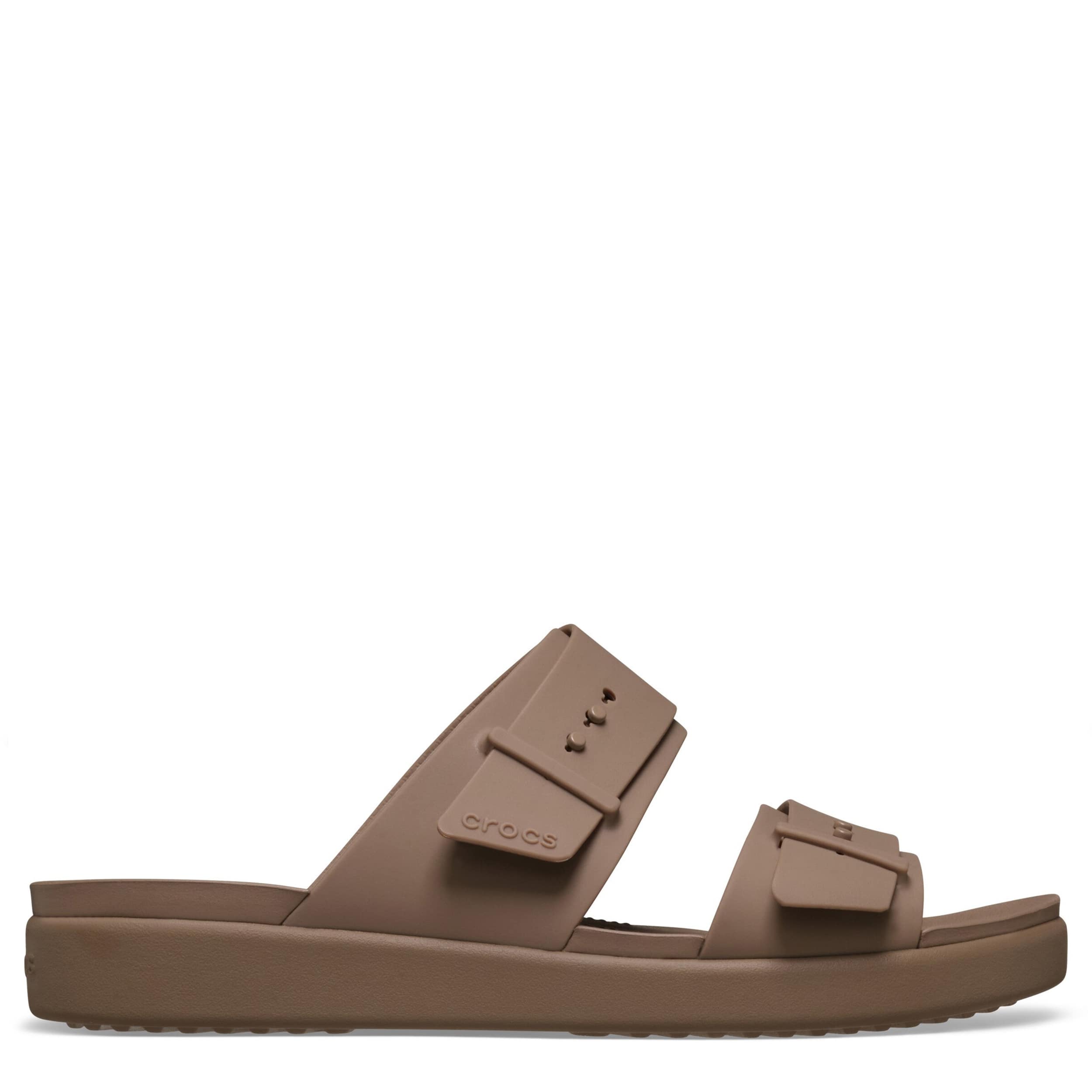 CROCS-WOMENS BROOKLYN BUCKLE LOW LOW SANDAL-LATTE & 