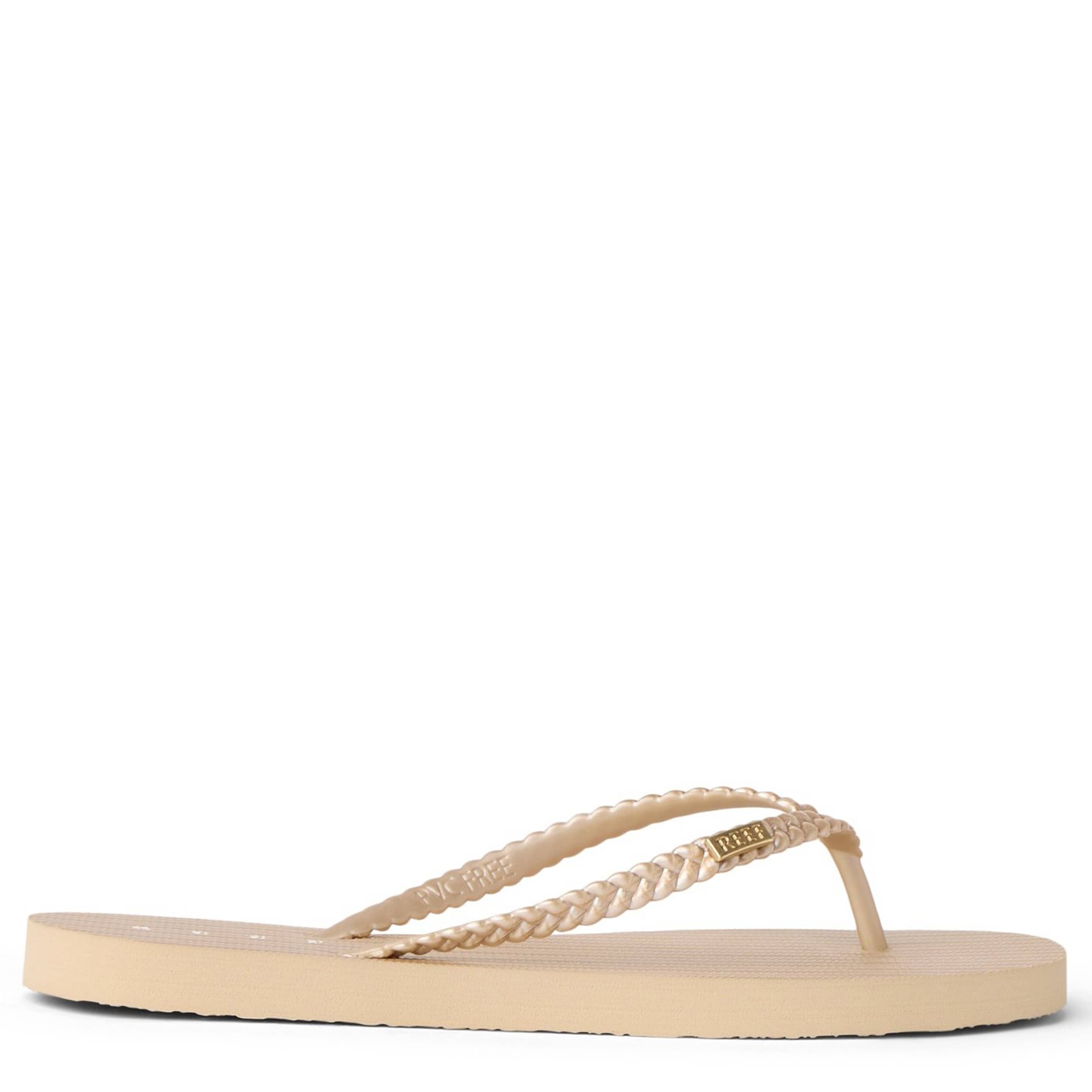 REEF-WOMENS SEASIDE TWIST FLIP FLOP SANDAL-CHAMPAGNE & 
