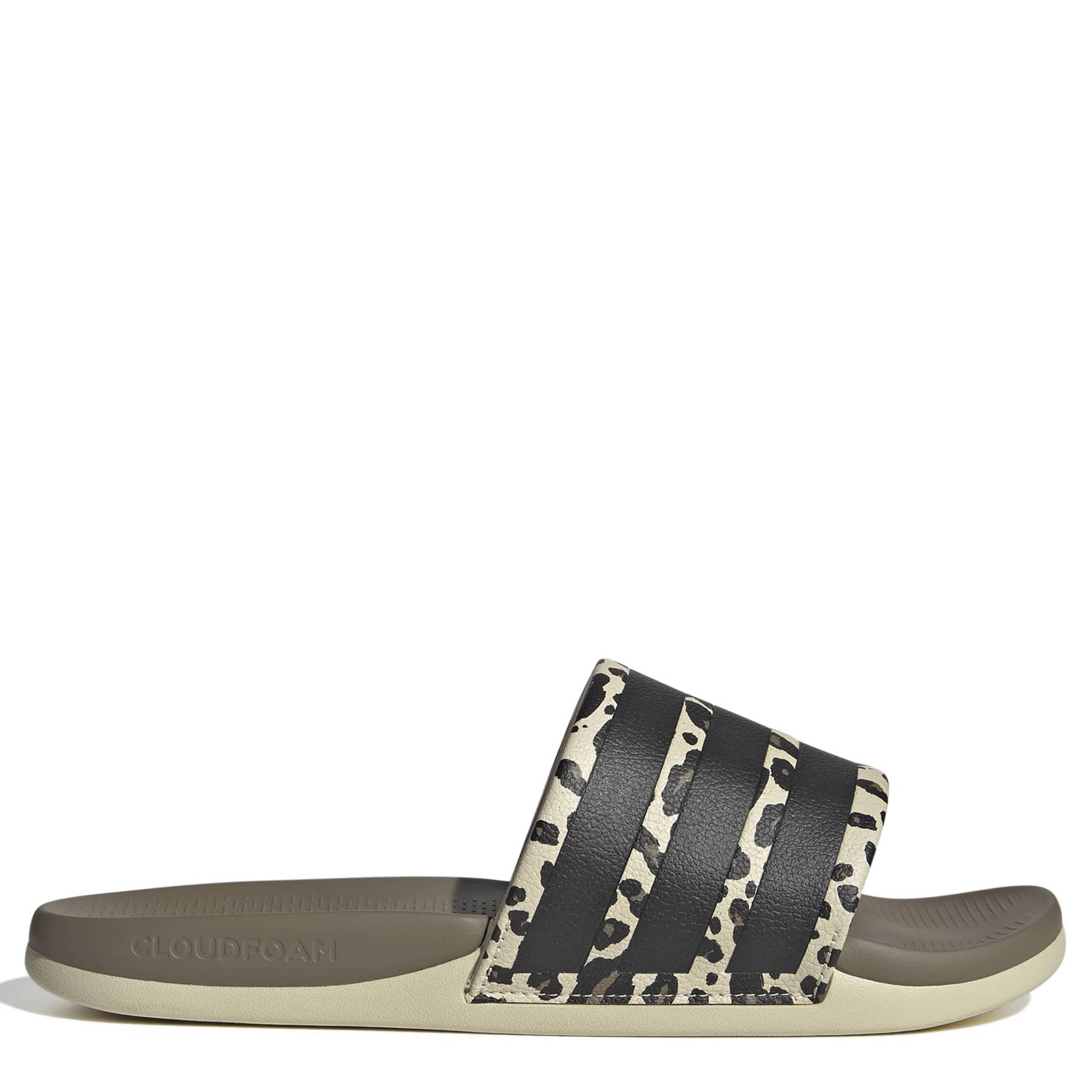 ADIDAS-WOMENS ADILETTE COMFORT 2.0 SLIDES-OFF WHITE & BLACK