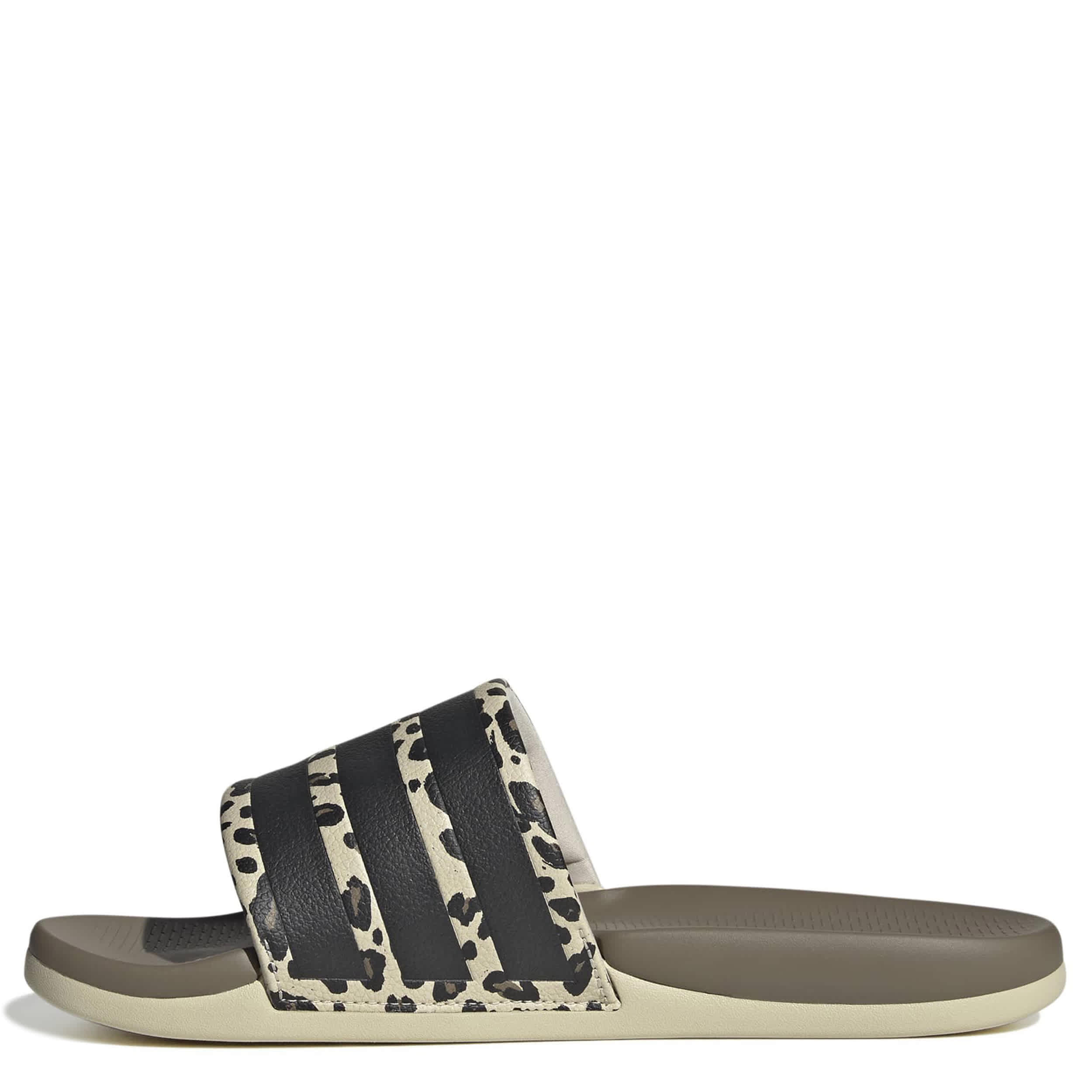 ADIDAS-WOMENS ADILETTE COMFORT 2.0 SLIDES-OFF WHITE & BLACK