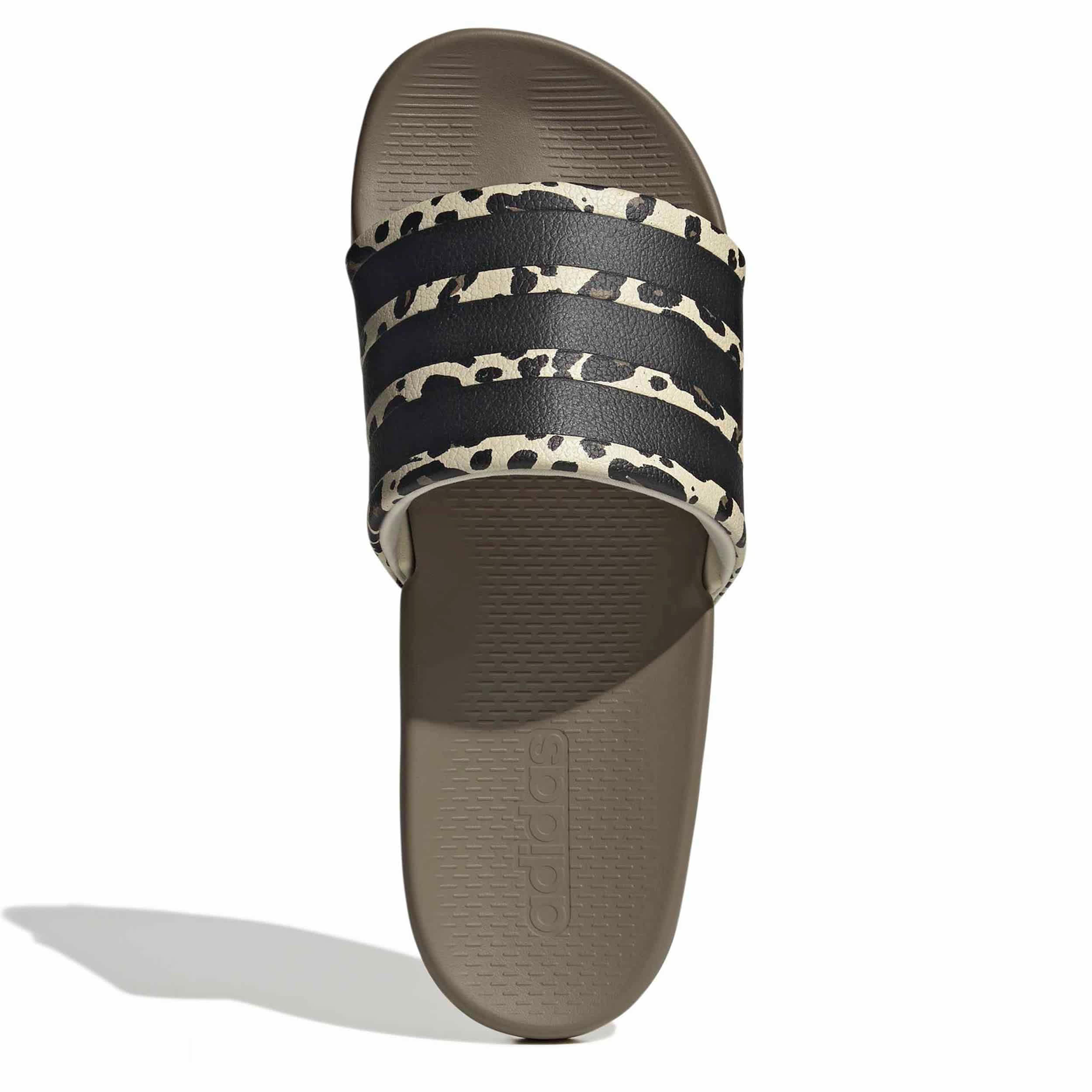 ADIDAS-WOMENS ADILETTE COMFORT 2.0 SLIDES-OFF WHITE & BLACK