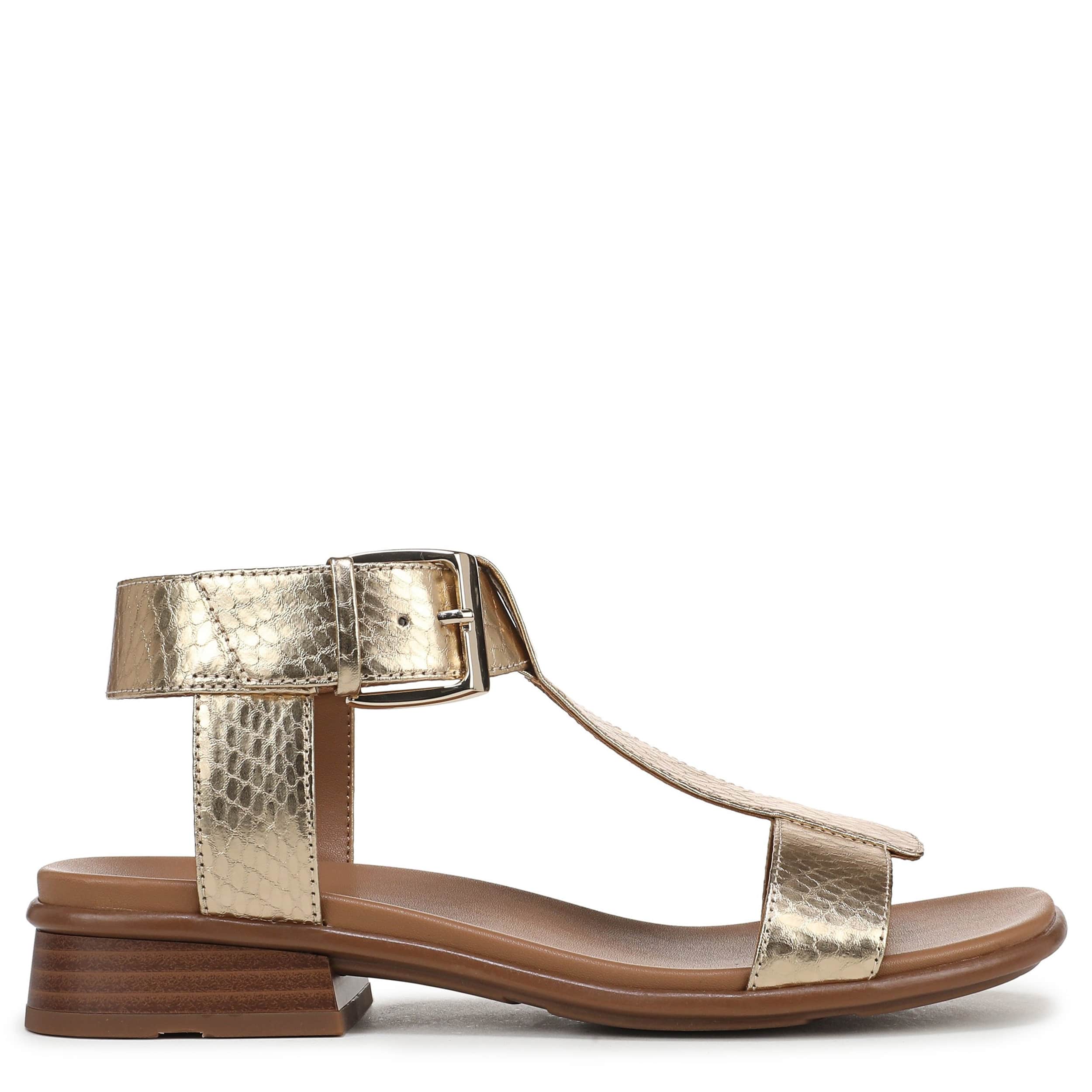 NATURALIZER-WOMENS EASTON SANDAL-GOLD & SNAKE