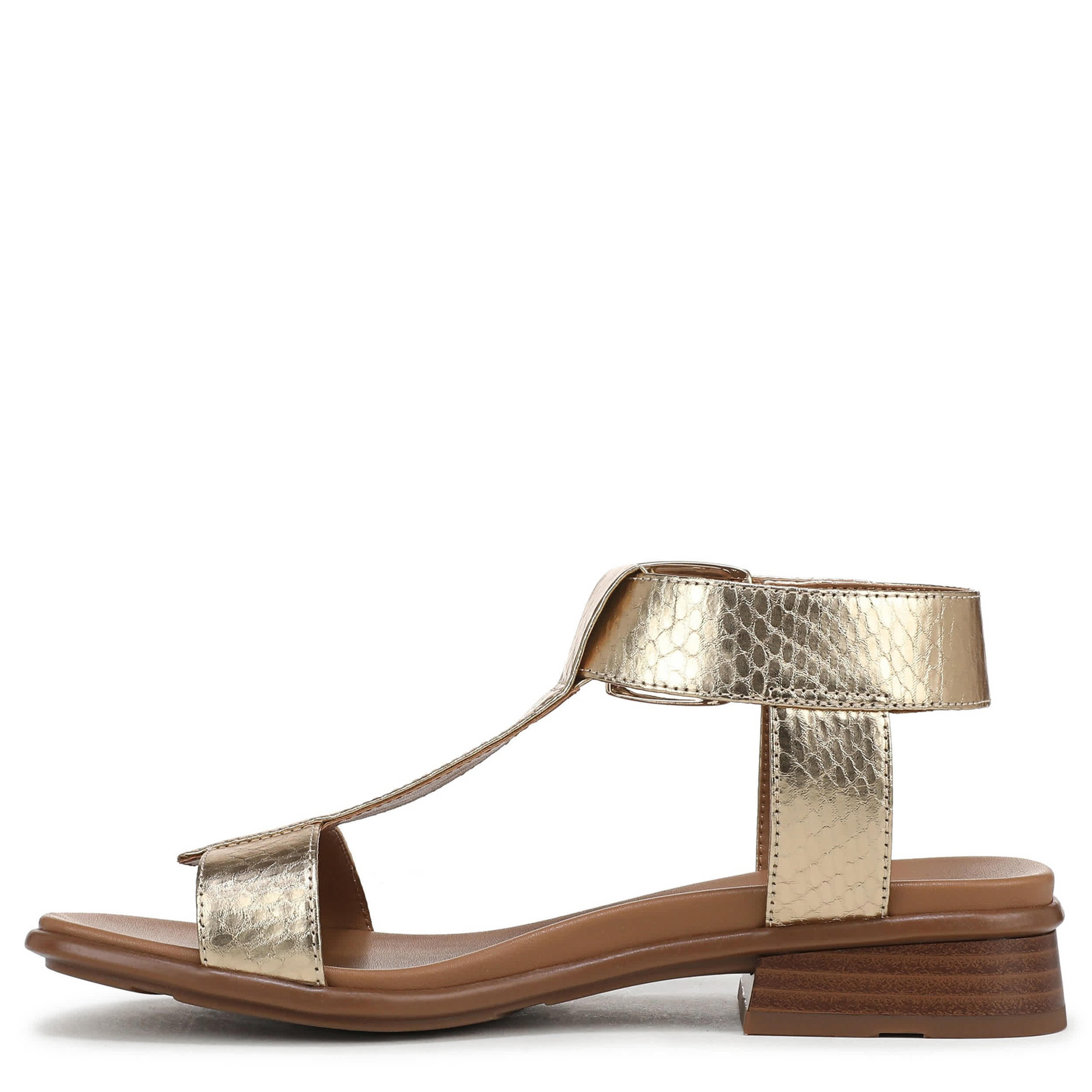 NATURALIZER-WOMENS EASTON SANDAL-GOLD & SNAKE