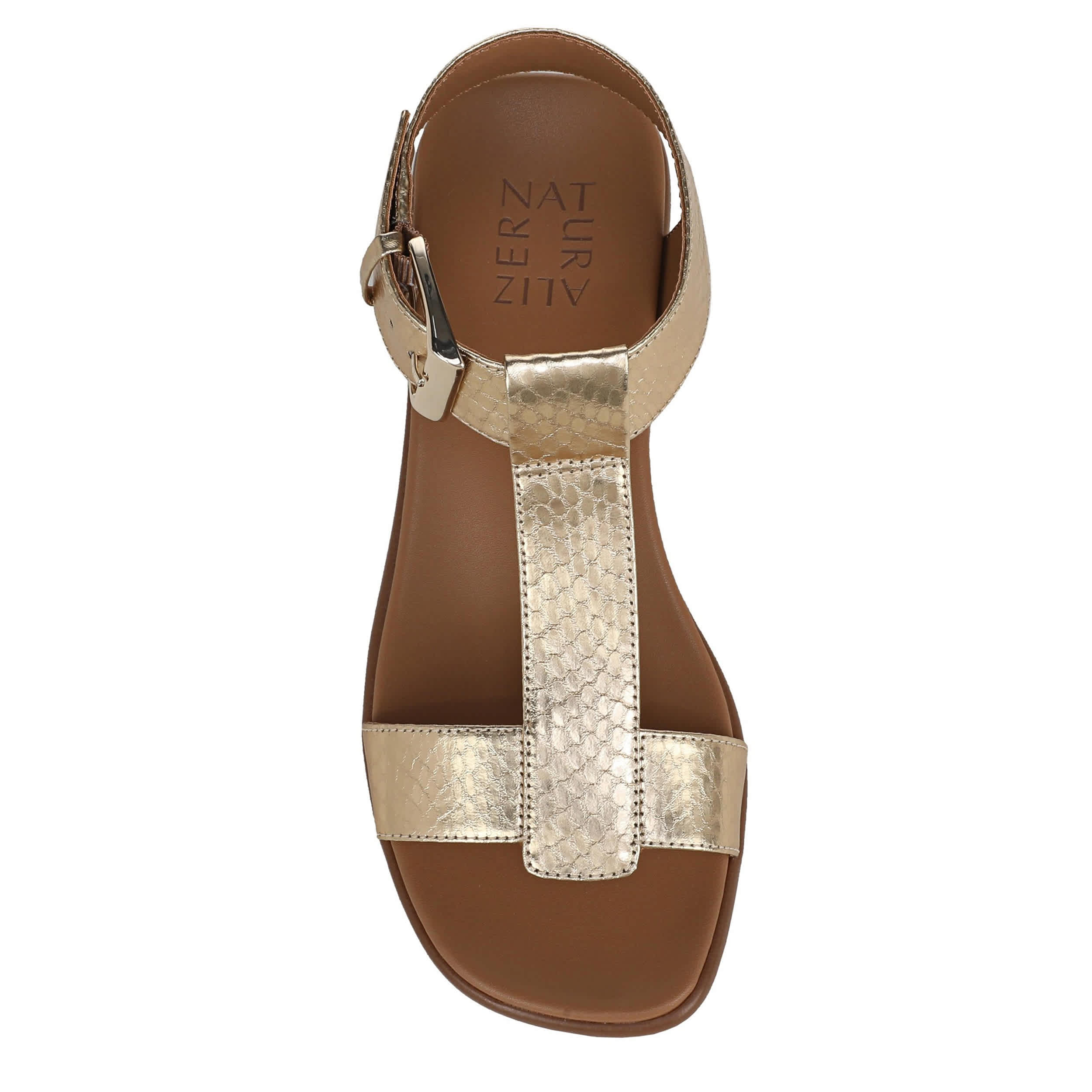 NATURALIZER-WOMENS EASTON SANDAL-GOLD & SNAKE