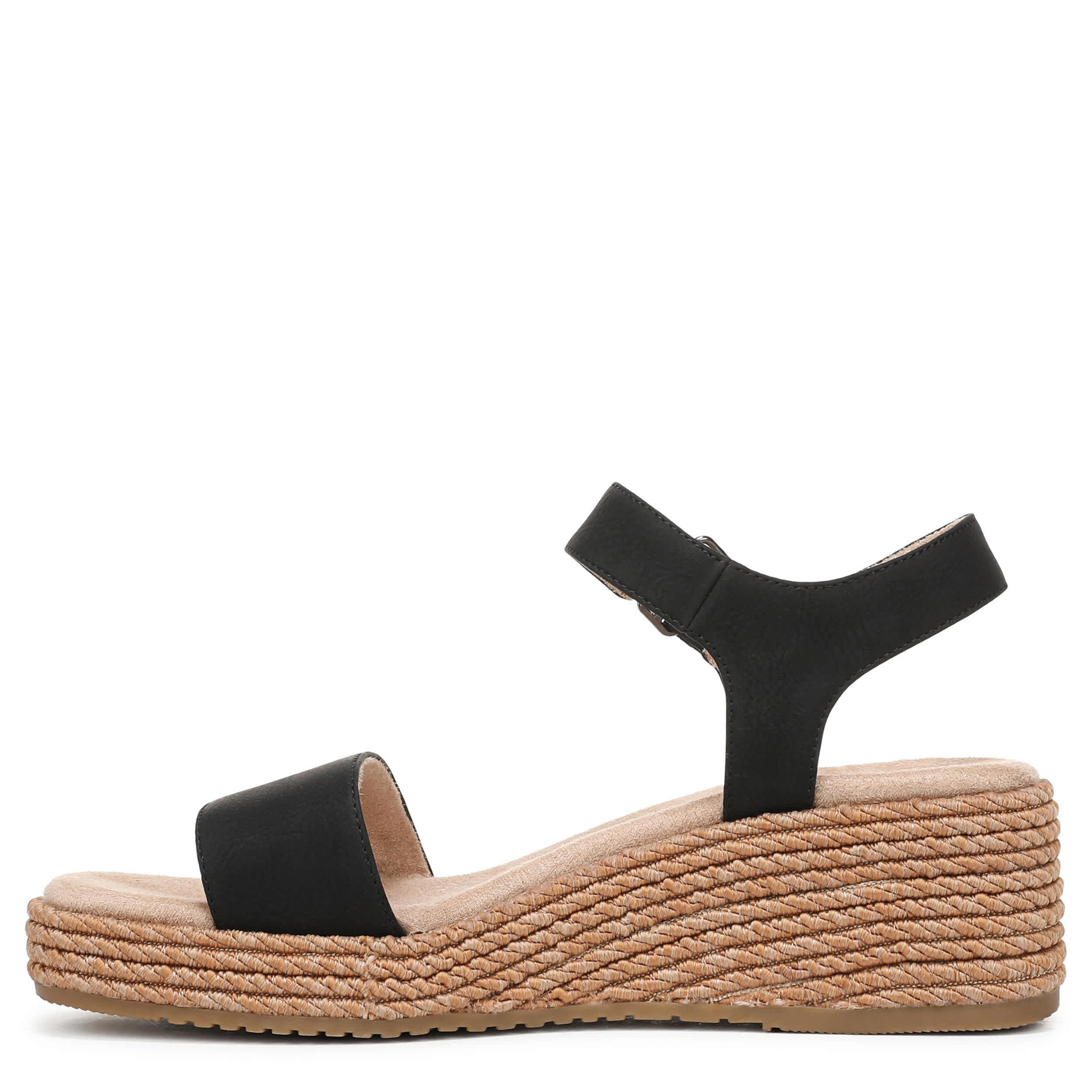 NATURALIZER-WOMENS GOLDIE WEDGE SANDAL-BLACK & 