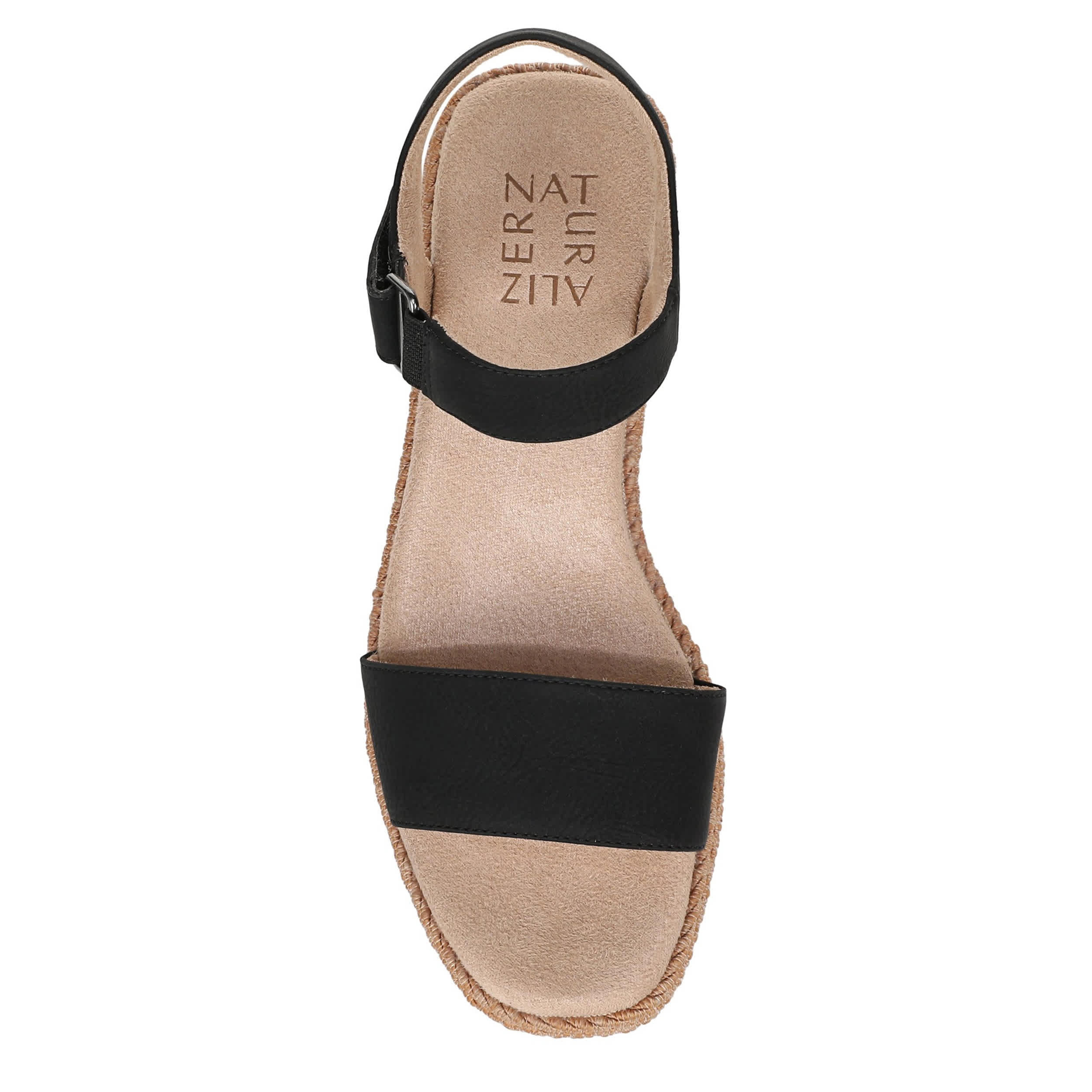 NATURALIZER-WOMENS GOLDIE WEDGE SANDAL-BLACK & 