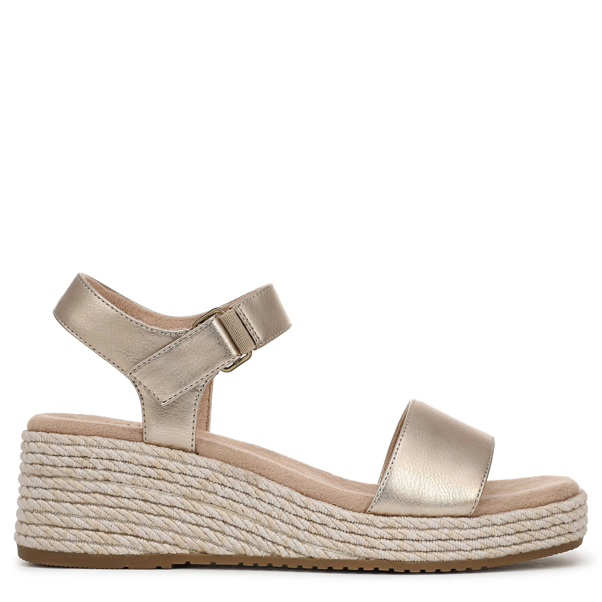 NATURALIZER-WOMENS GOLDIE WEDGE SANDAL-PLATINUM & 