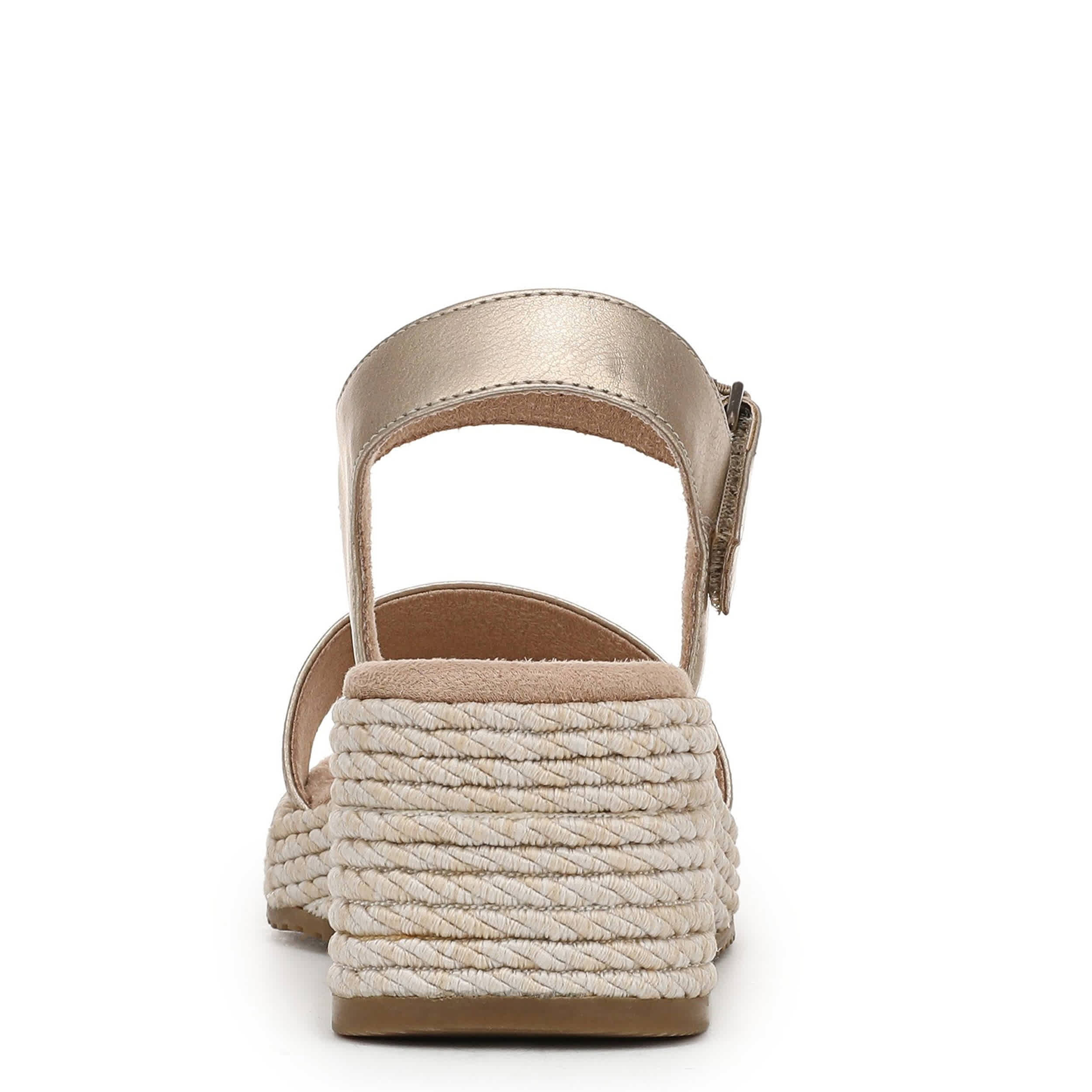 NATURALIZER-WOMENS GOLDIE WEDGE SANDAL-PLATINUM & 
