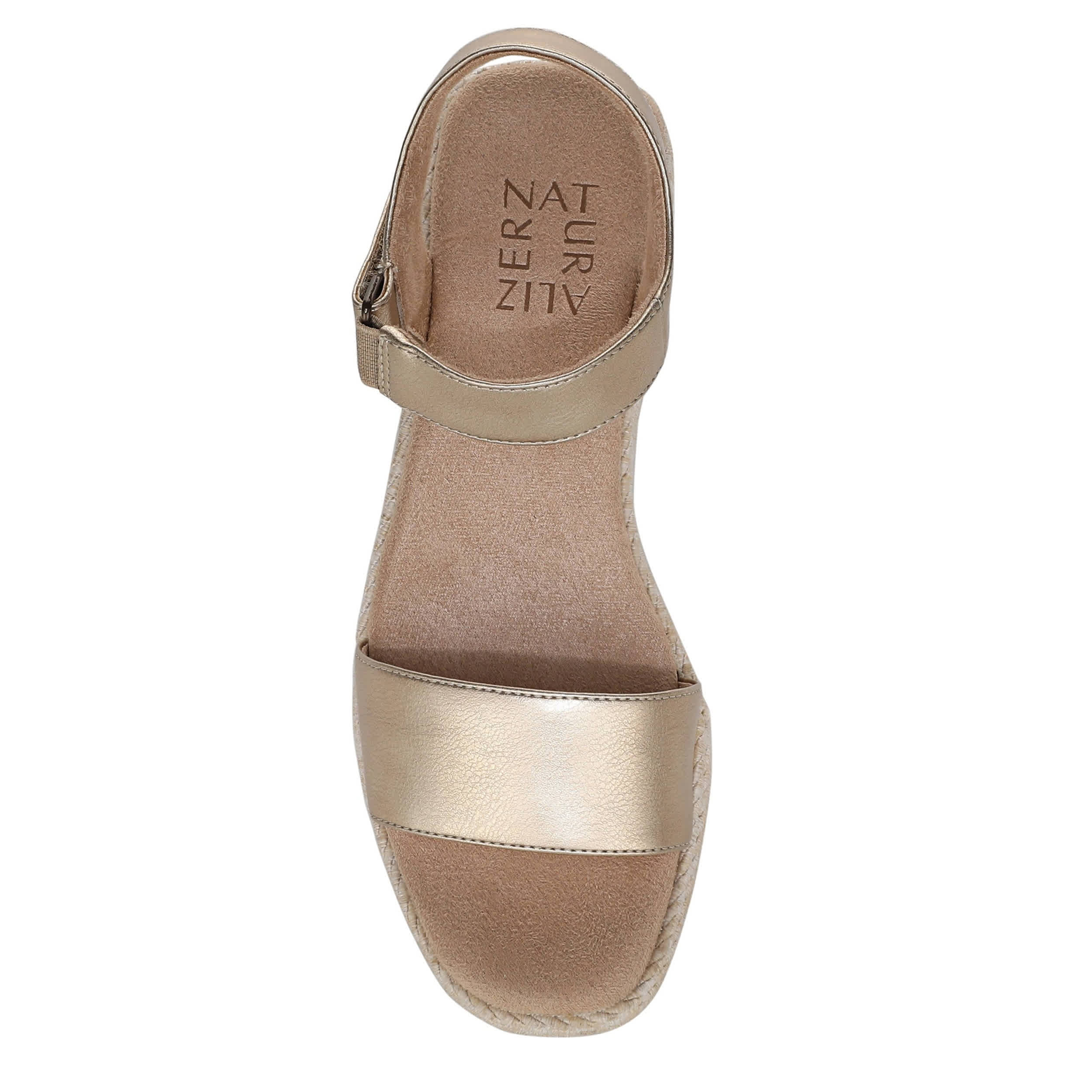 NATURALIZER-WOMENS GOLDIE WEDGE SANDAL-PLATINUM & 