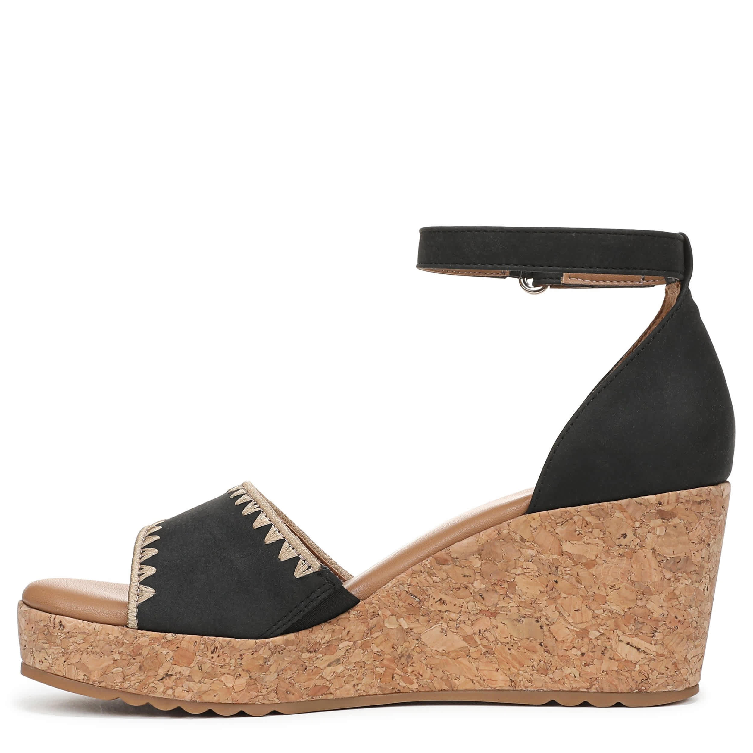 NATURALIZER-WOMENS OLLY 3 WEDGE SANDAL-BLACK & 