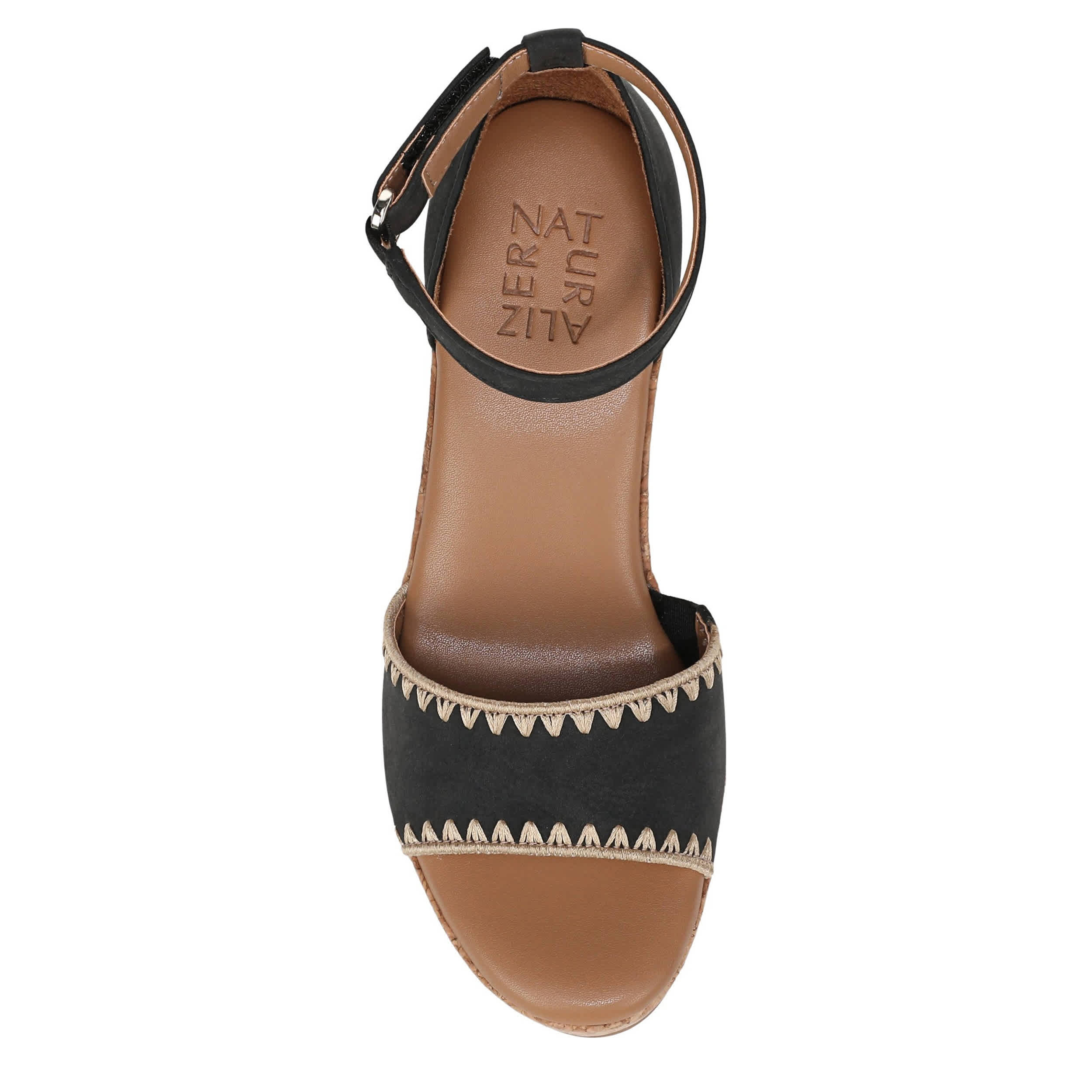 NATURALIZER-WOMENS OLLY 3 WEDGE SANDAL-BLACK & 