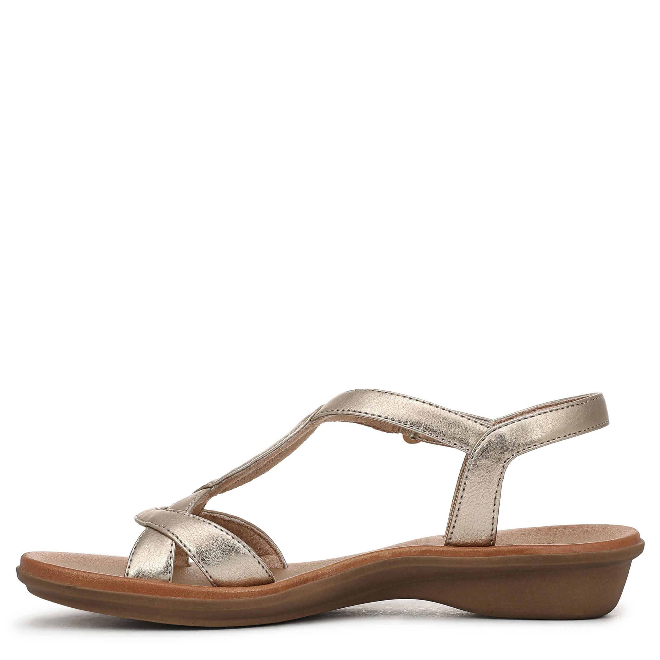 NATURAL SOUL BY NATURALIZER-WOMENS SOLO SANDALS-GOLD & MED NATURAL
