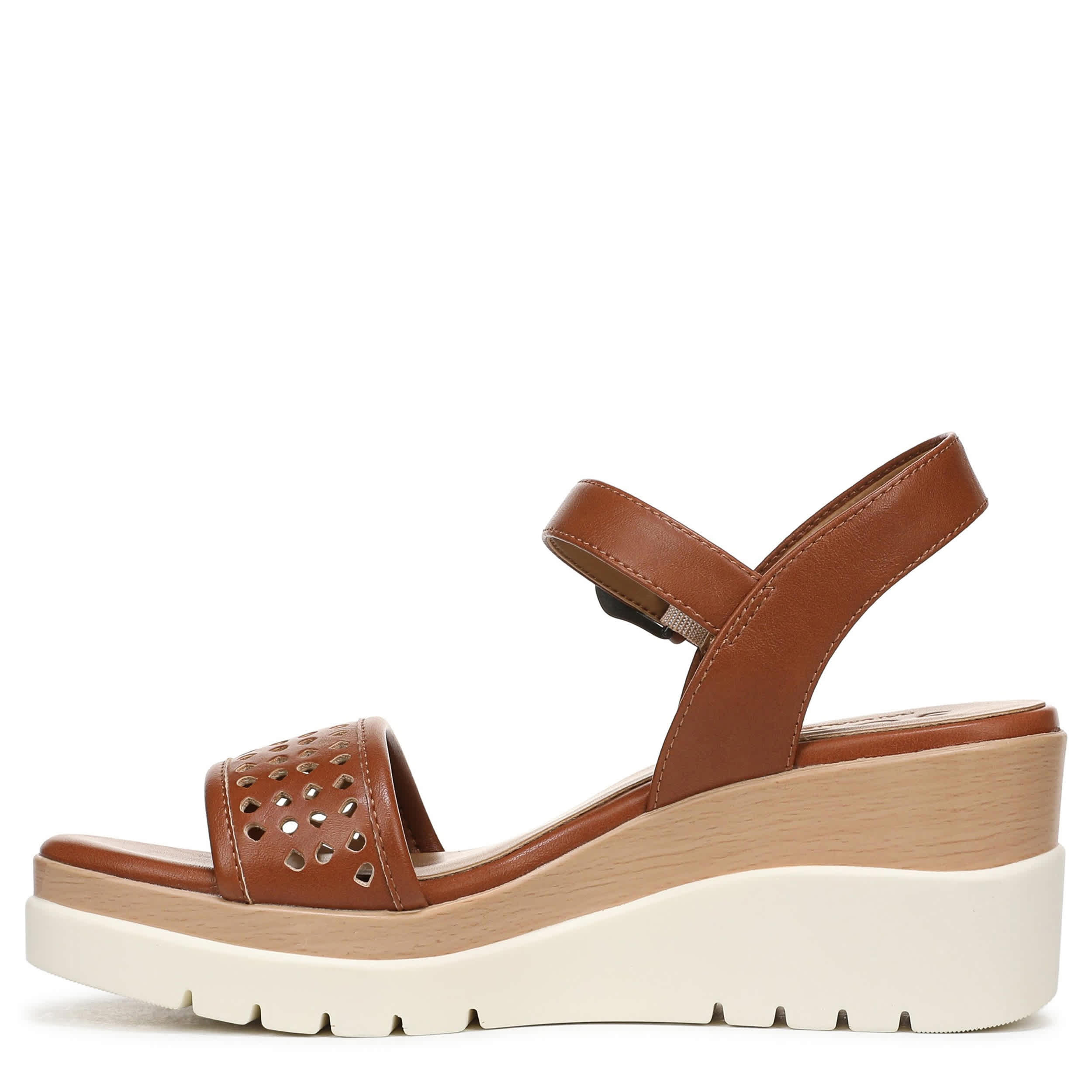 NATURAL SOUL BY NATURALIZER-WOMENS GRACIELA-PERF WEDGE SANDAL-CHESTNUT & 