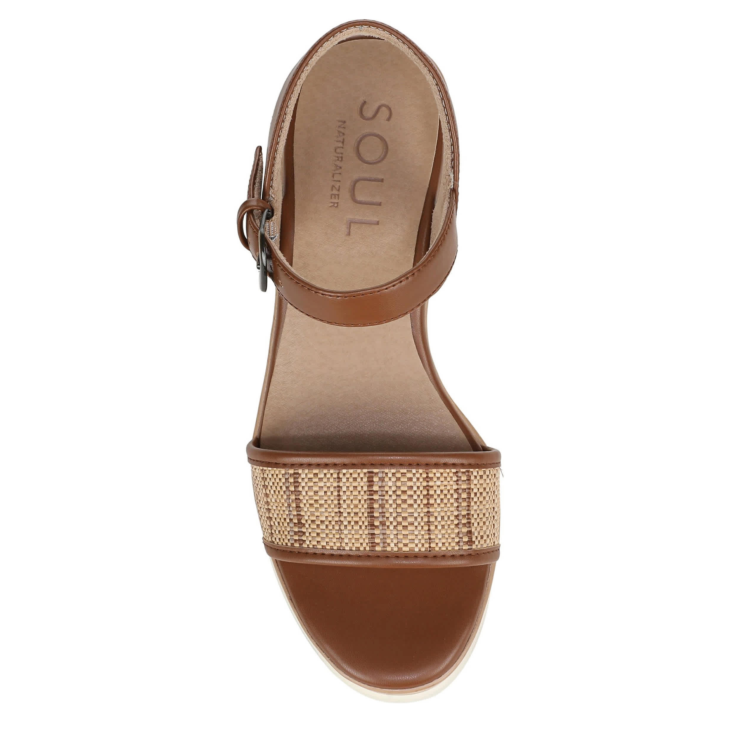 NATURAL SOUL BY NATURALIZER-WOMENS GRACIELA 2 WEDGE SANDAL-NATURAL & BROWN