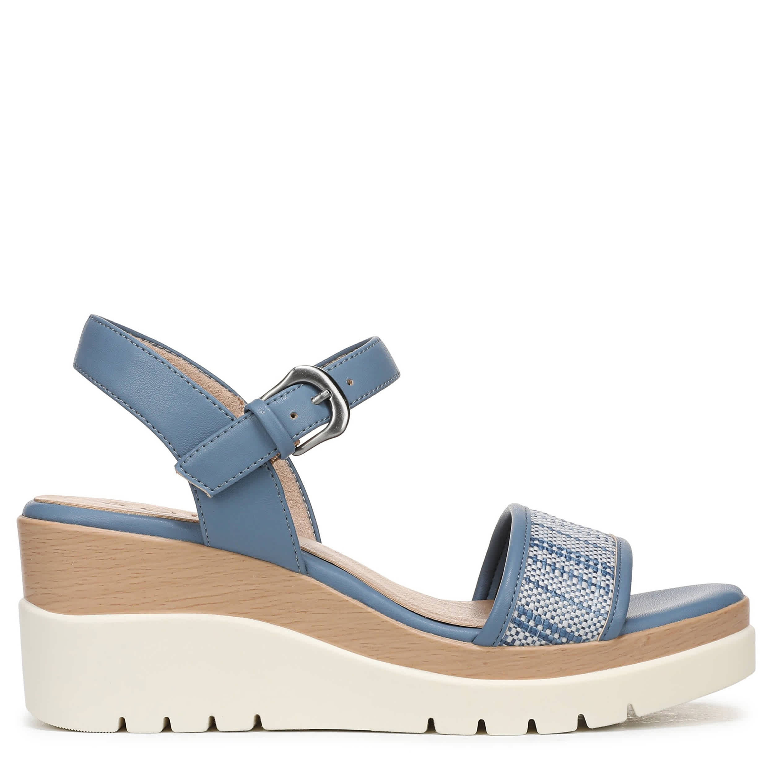 NATURAL SOUL BY NATURALIZER-WOMENS GRACIELA 2 WEDGE SANDAL-BLUE & 