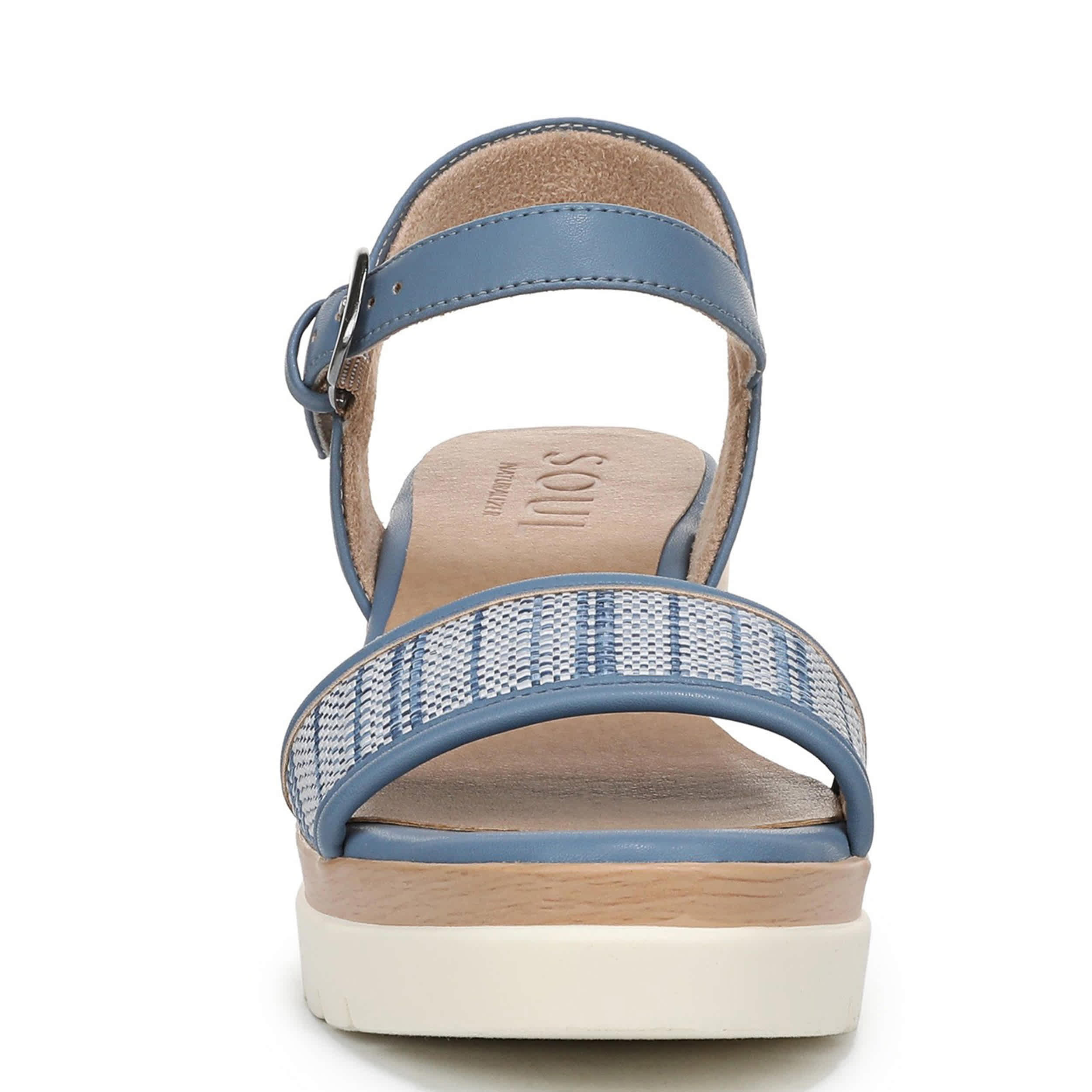 NATURAL SOUL BY NATURALIZER-WOMENS GRACIELA 2 WEDGE SANDAL-BLUE & 
