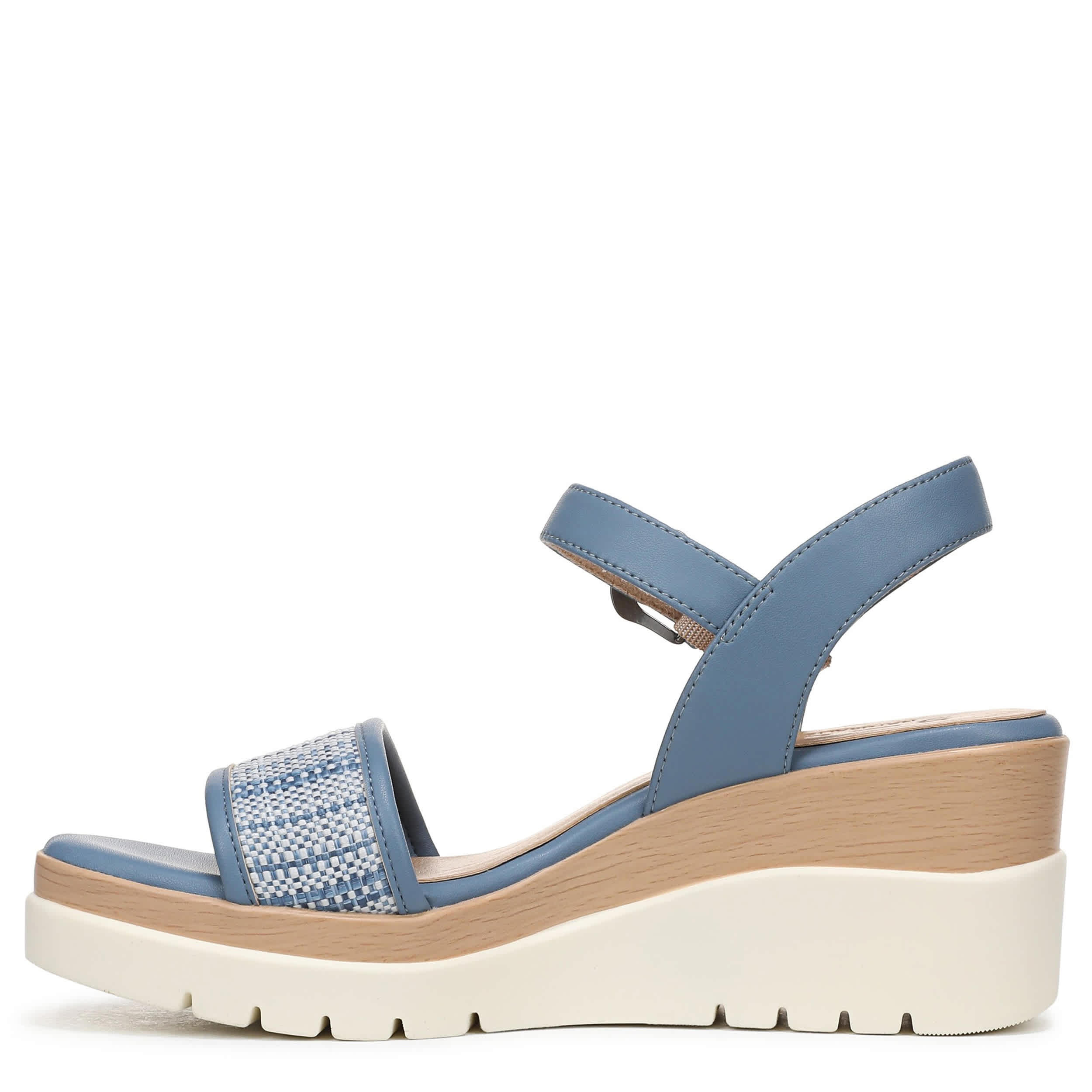 NATURAL SOUL BY NATURALIZER-WOMENS GRACIELA 2 WEDGE SANDAL-BLUE & 