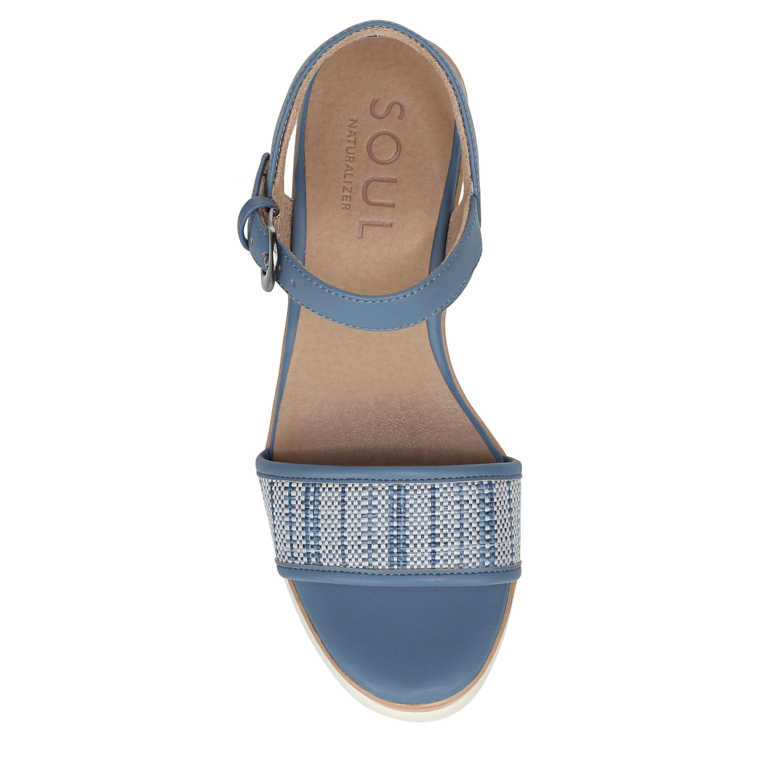 NATURAL SOUL BY NATURALIZER-WOMENS GRACIELA 2 WEDGE SANDAL-BLUE & 