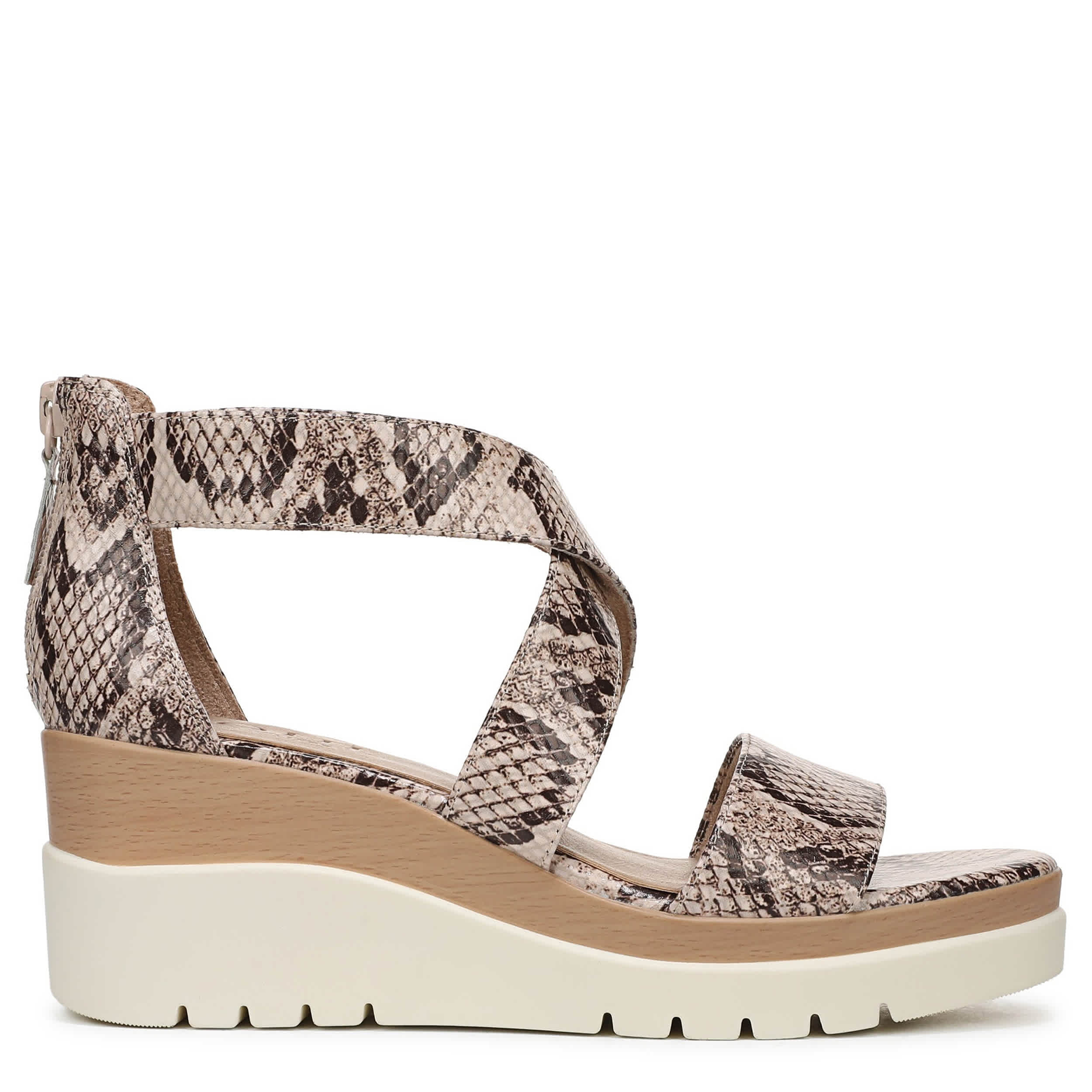 NATURAL SOUL BY NATURALIZER-WOMENS GOODTIMES WEDGE SANDAL-BEIGE & SNAKE