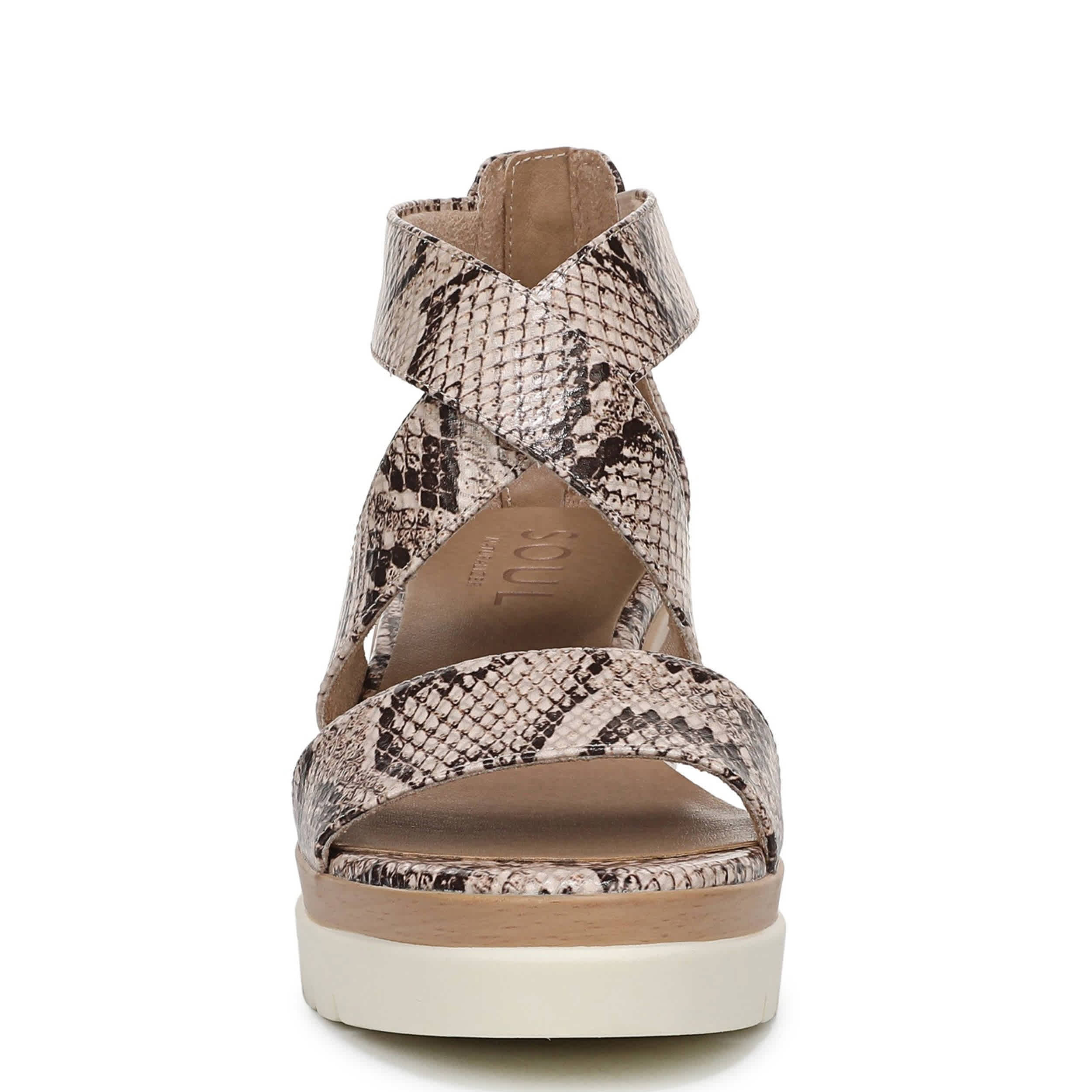 NATURAL SOUL BY NATURALIZER-WOMENS GOODTIMES WEDGE SANDAL-BEIGE & SNAKE